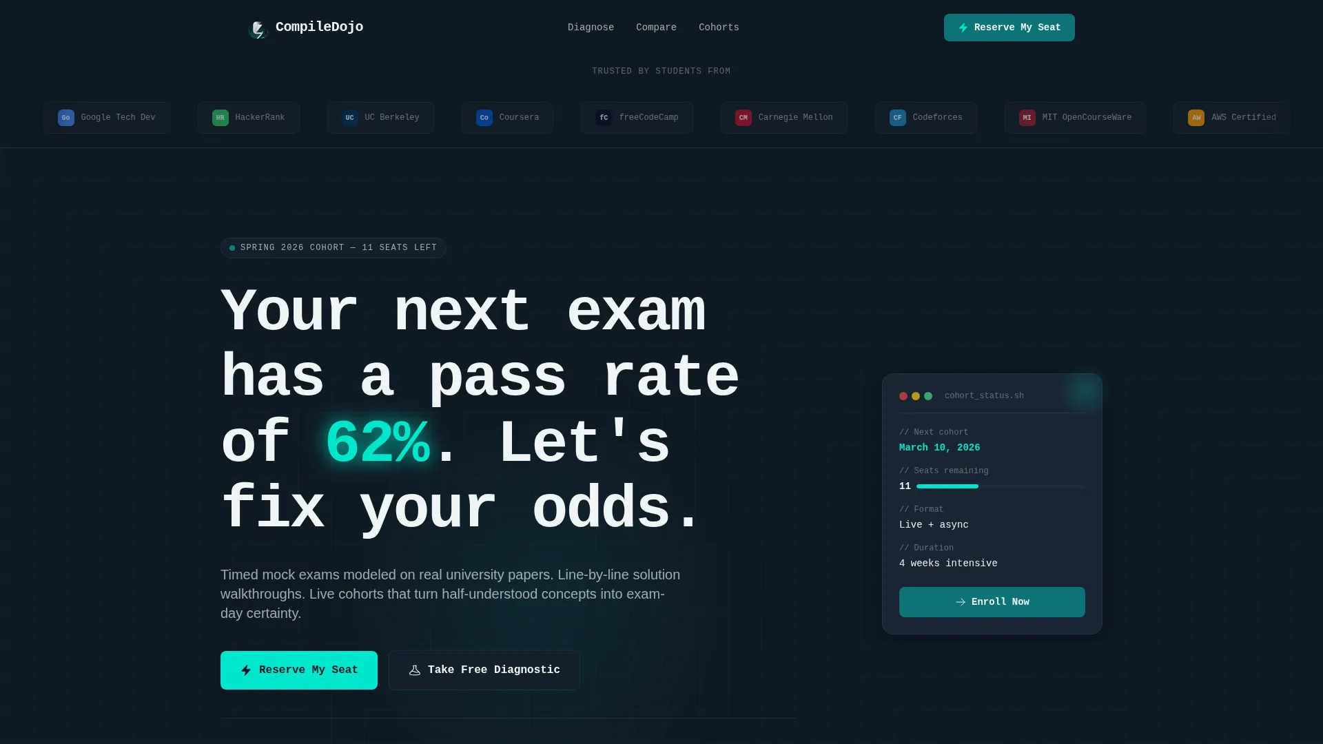 CS Exam Prep Comparison Table Landing Page