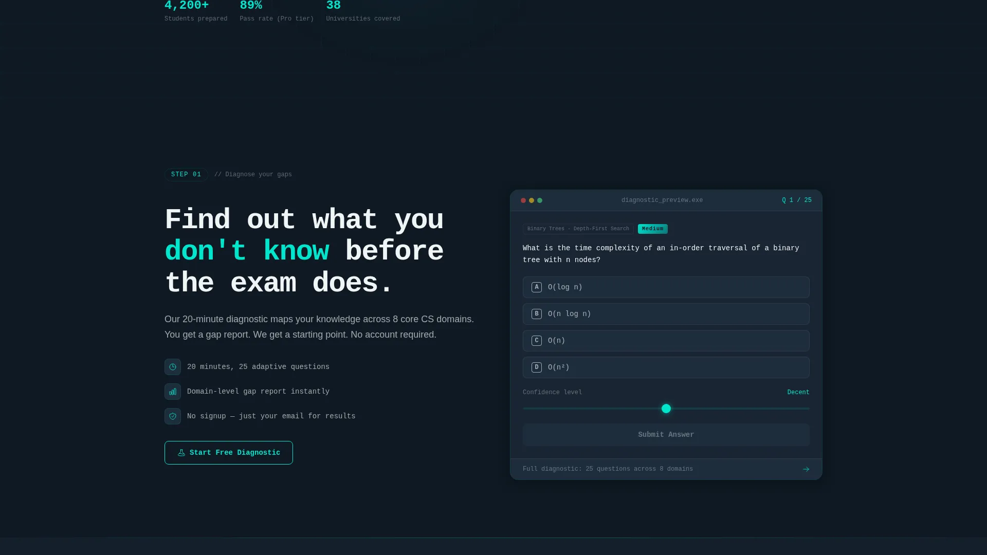 CS Exam Prep Comparison Table Landing Page