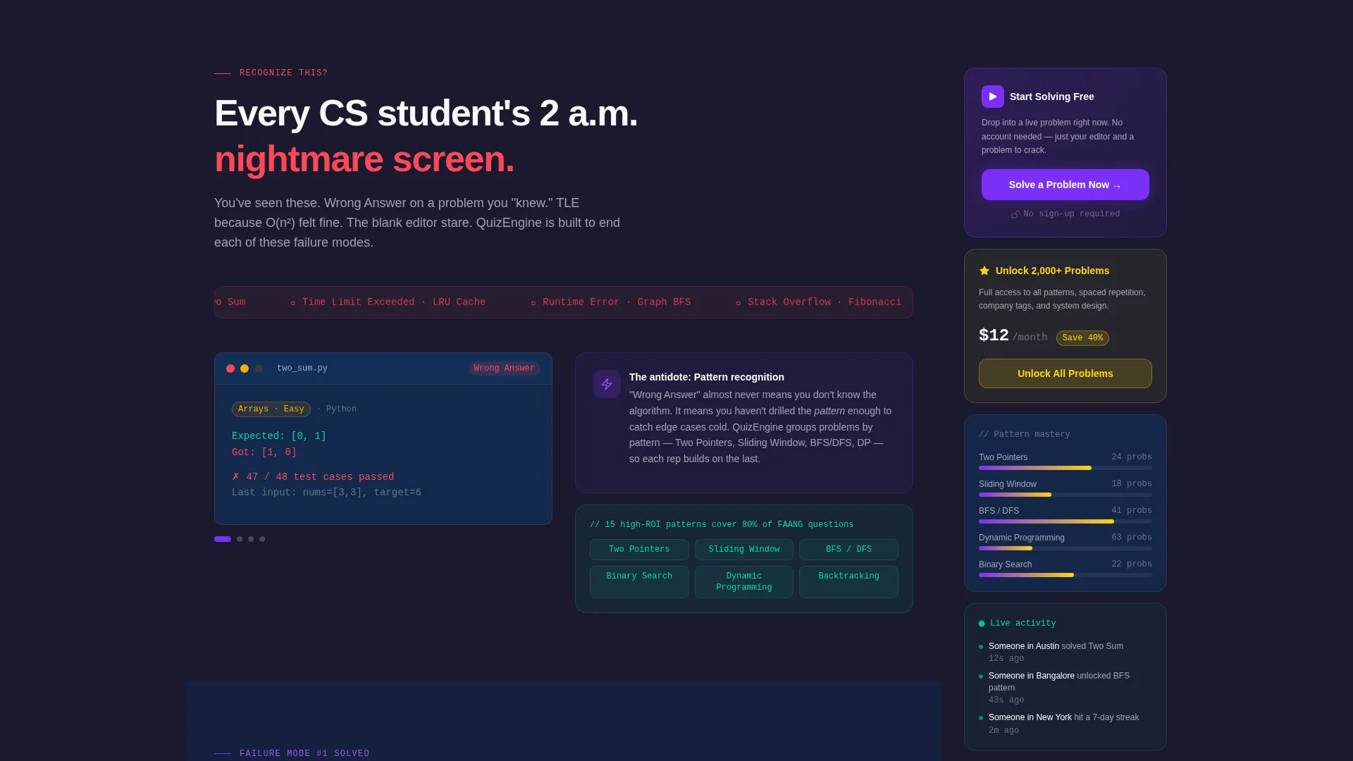 CS Practice & Quiz App Landing Page Template