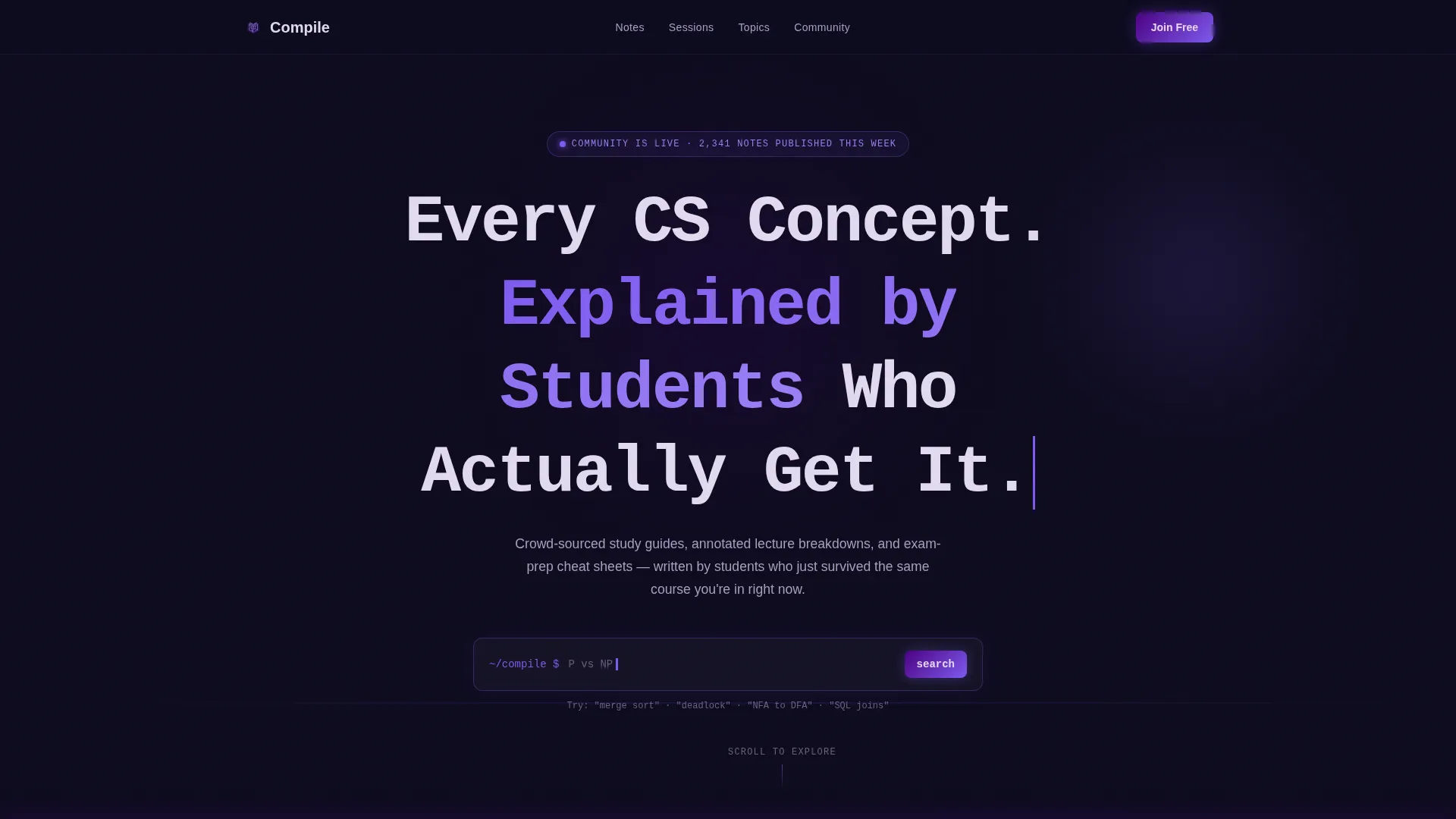 Computer Science Study Community Landing Page