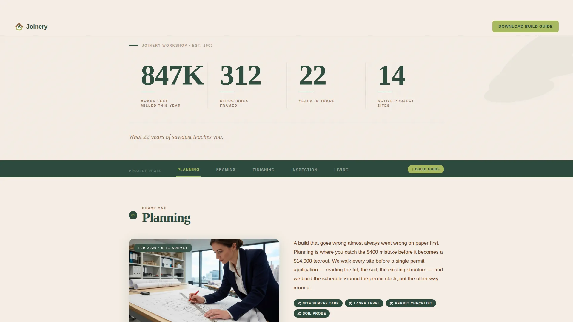 Trusted Carpentry Landing Page Template