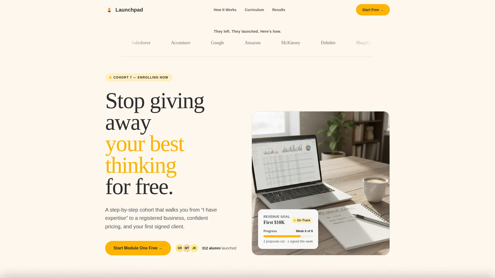 Consulting Course Comparison Table Landing Page