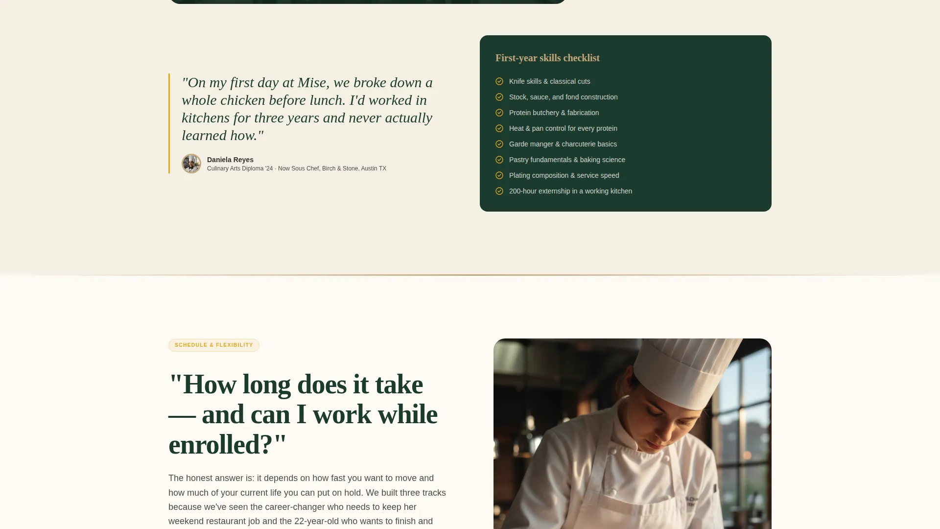 Culinary Arts Institute Landing Page Template