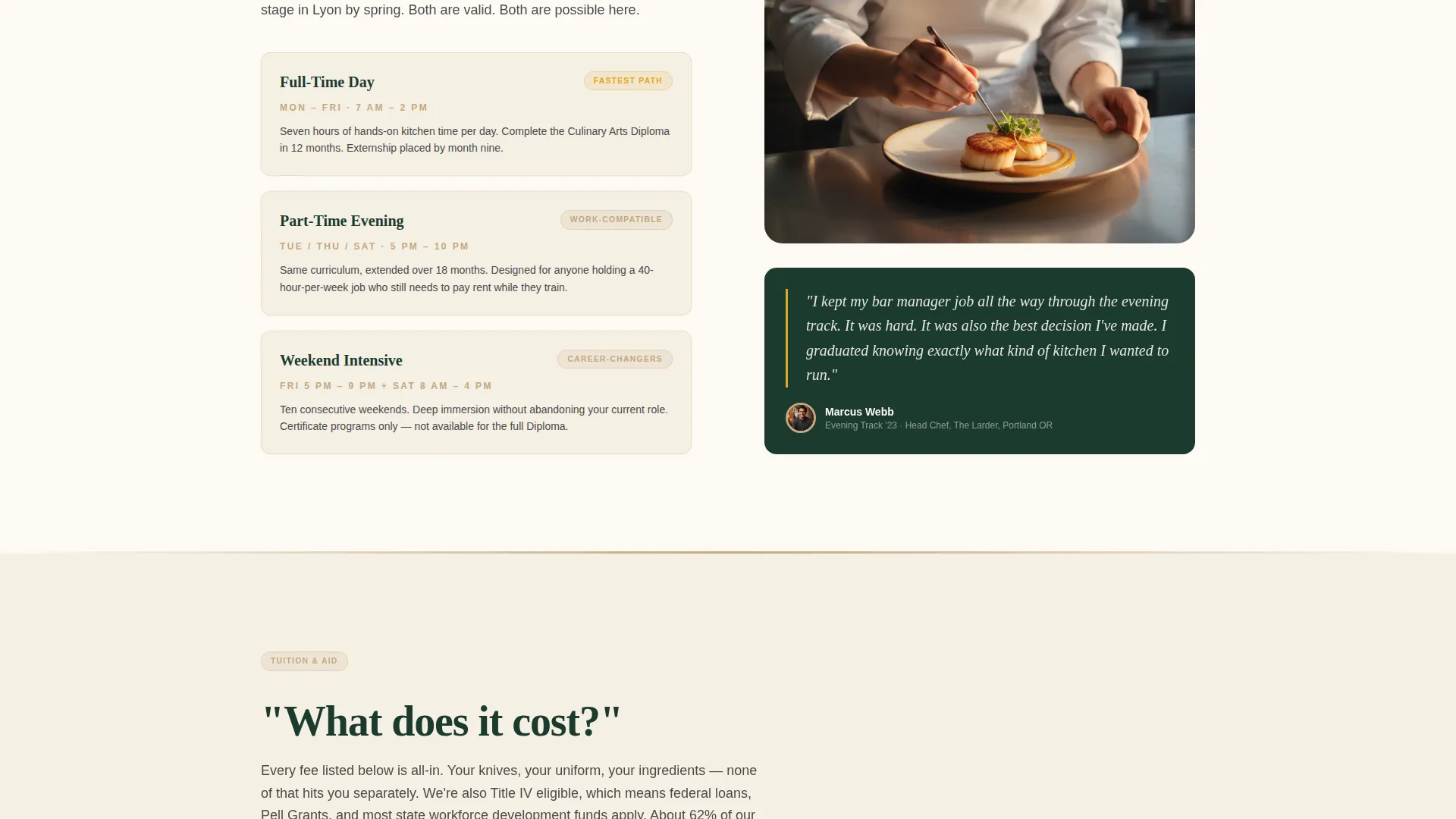 Culinary Arts Institute Landing Page Template