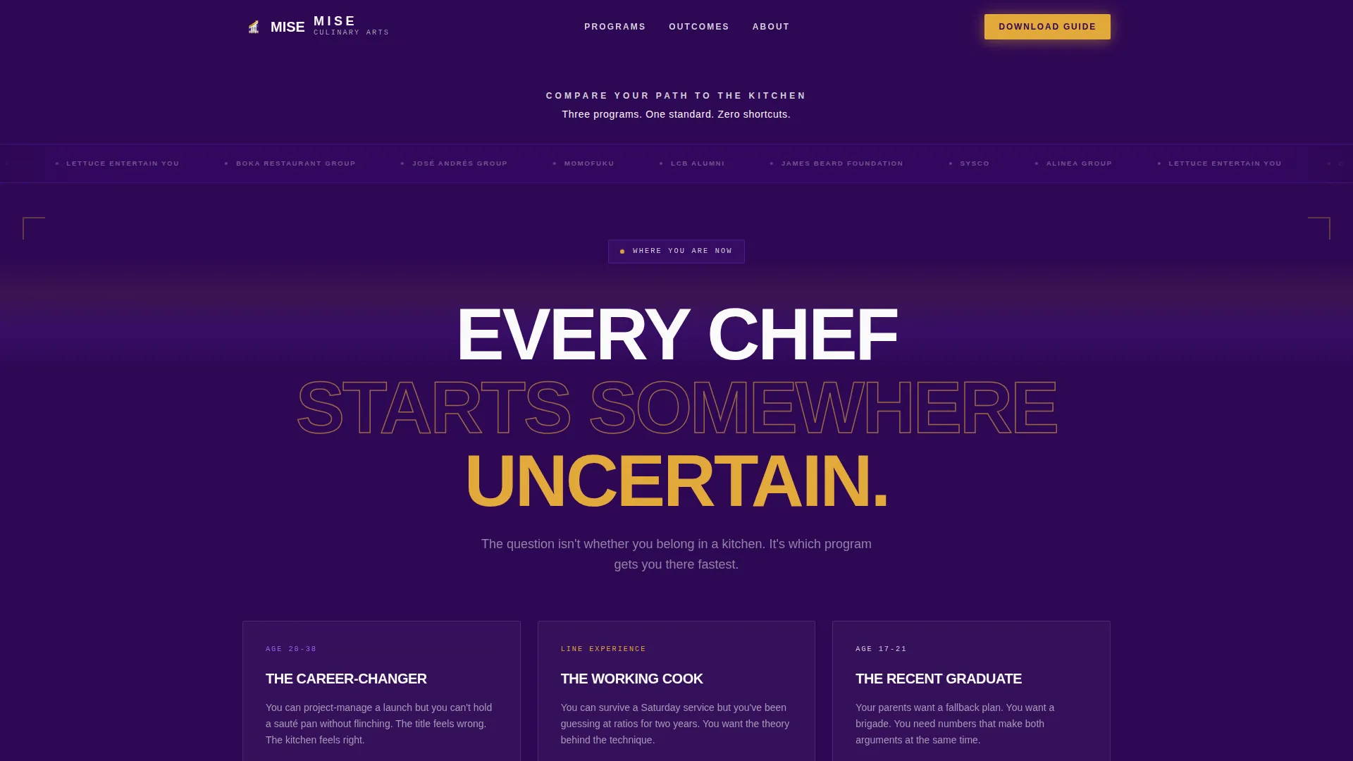 Culinary Arts Comparison Landing Page Template