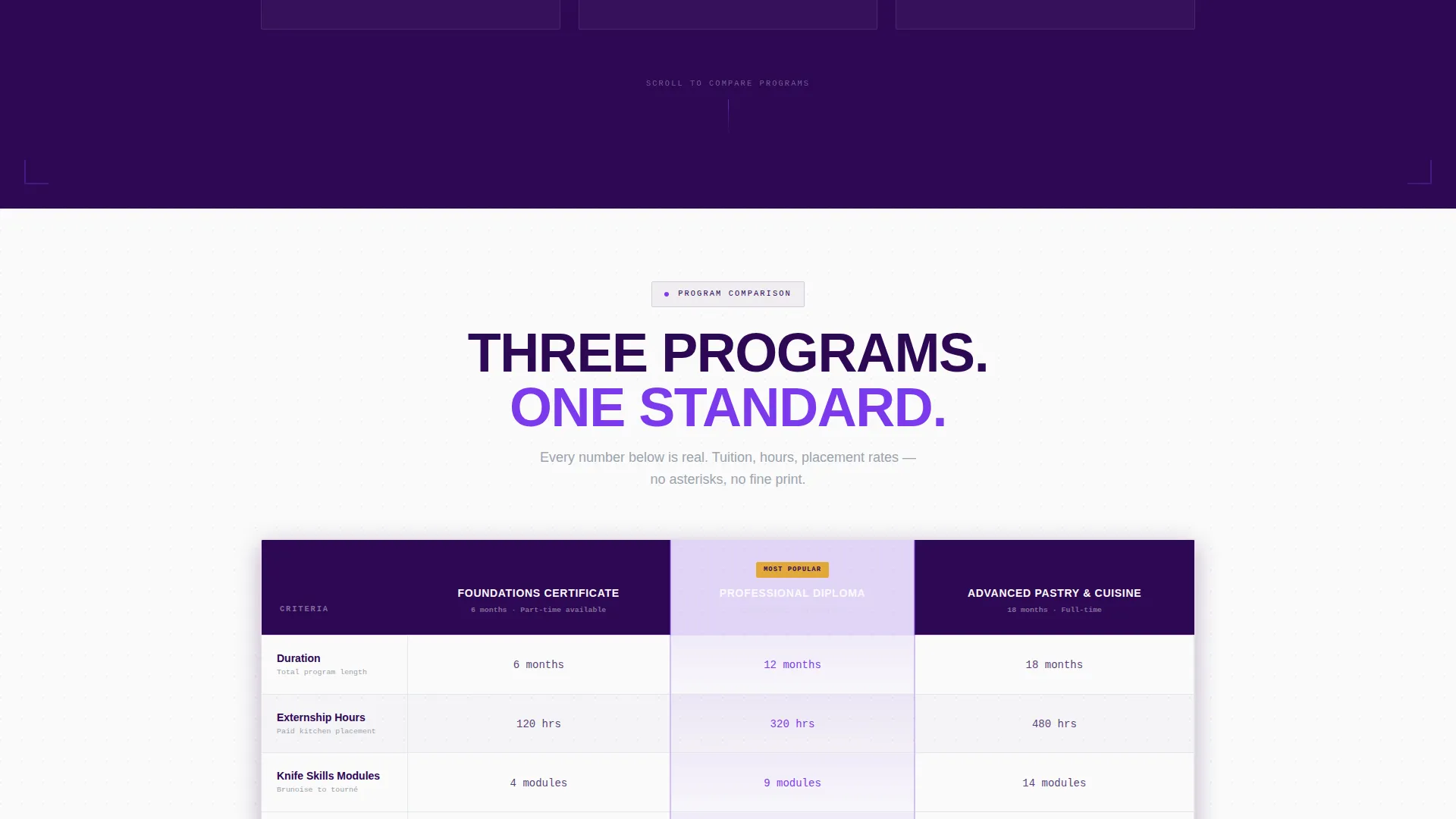 Culinary Arts Comparison Landing Page Template
