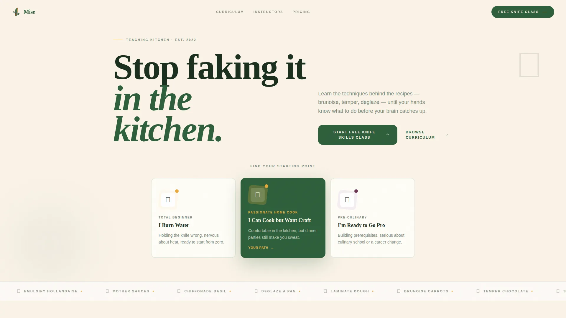 Playful Culinary Institute Landing Page Template