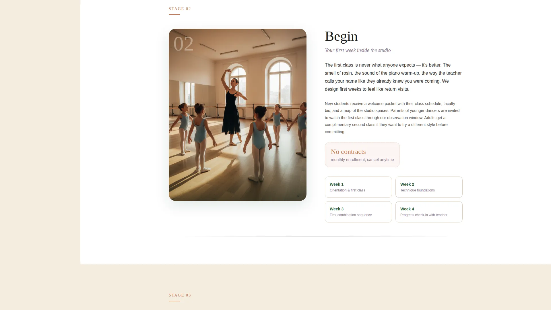 Elegant Dance Conservatory Landing Page Template