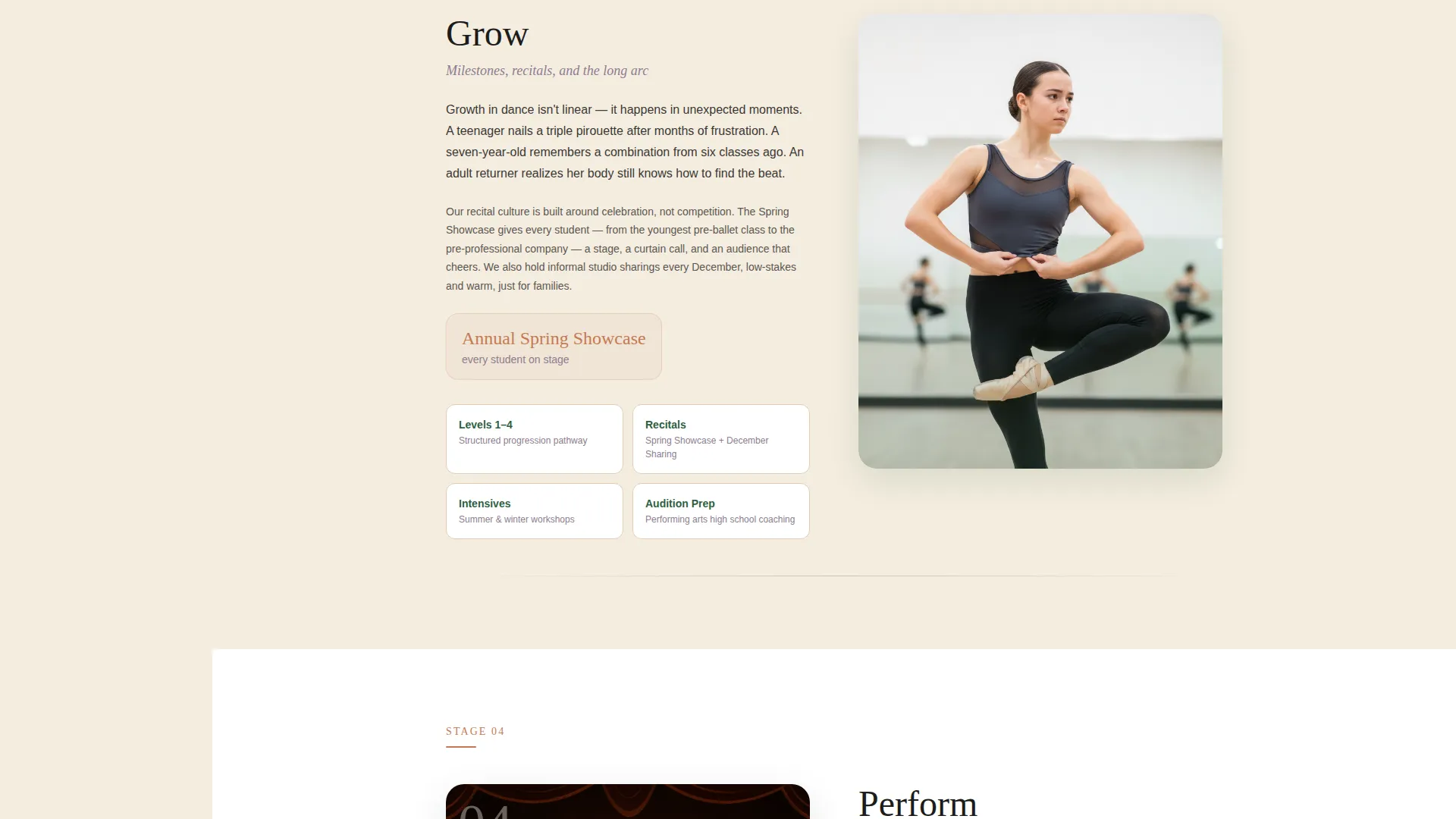 Elegant Dance Conservatory Landing Page Template