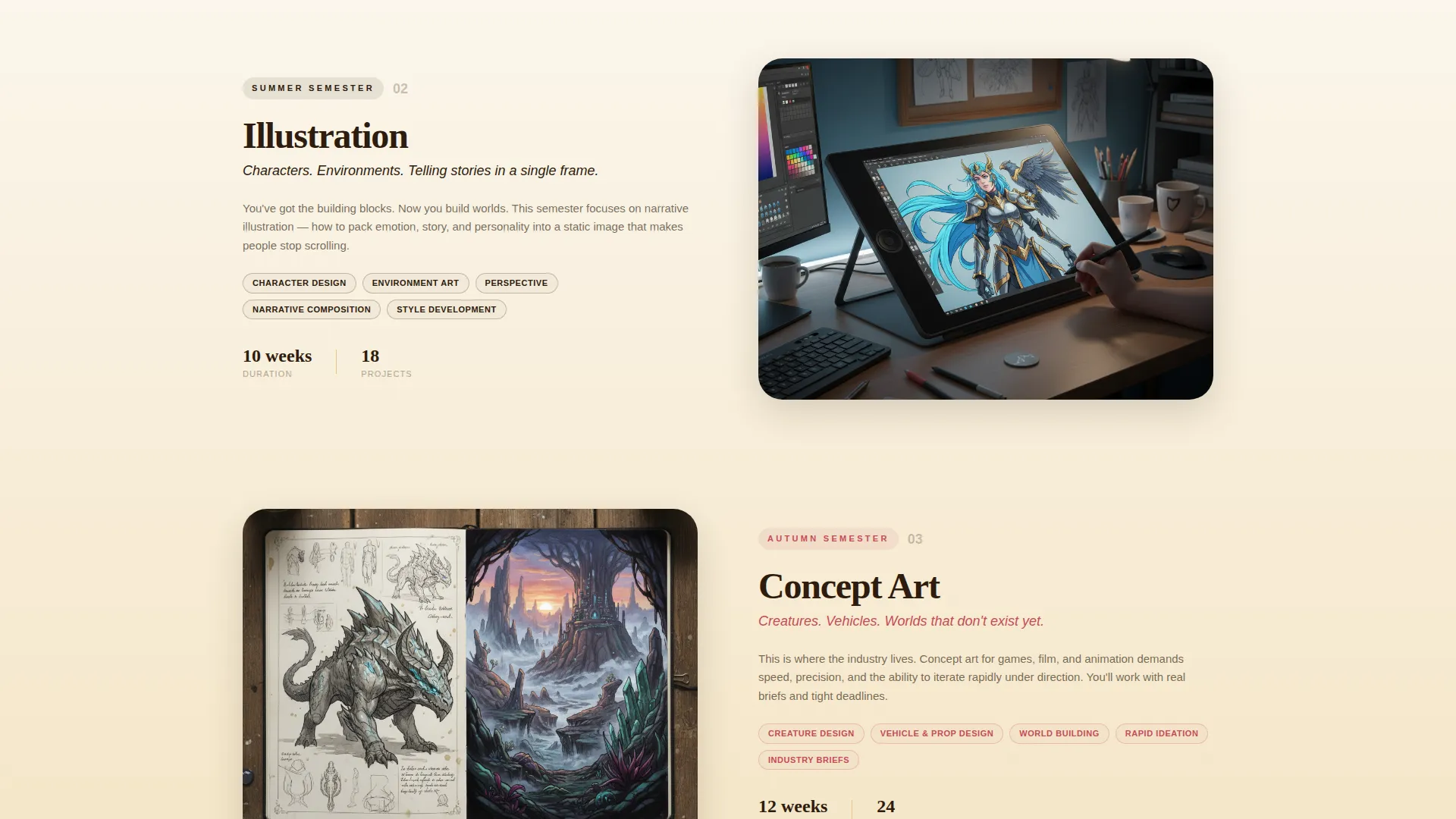 Digital Arts Academy Comparison Table Landing Page