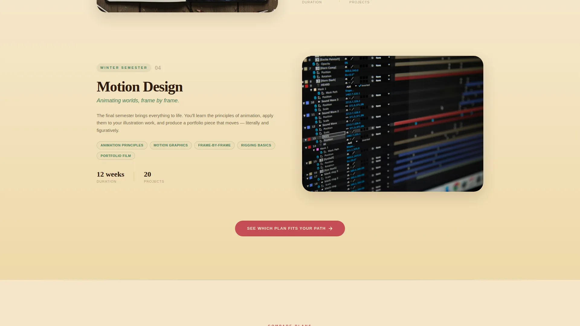 Digital Arts Academy Comparison Table Landing Page
