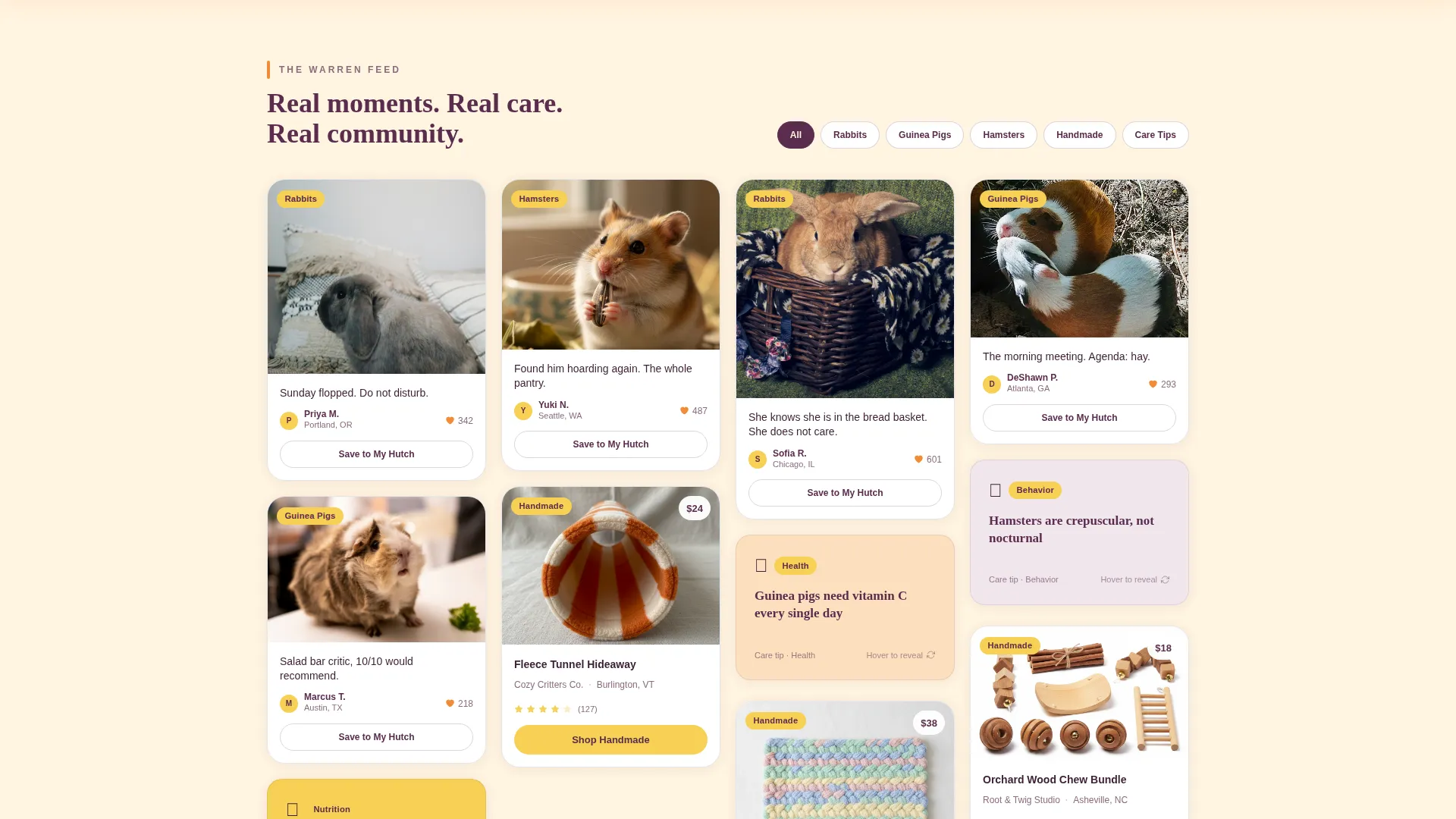 Warm Small Animal Community Landing Page Template