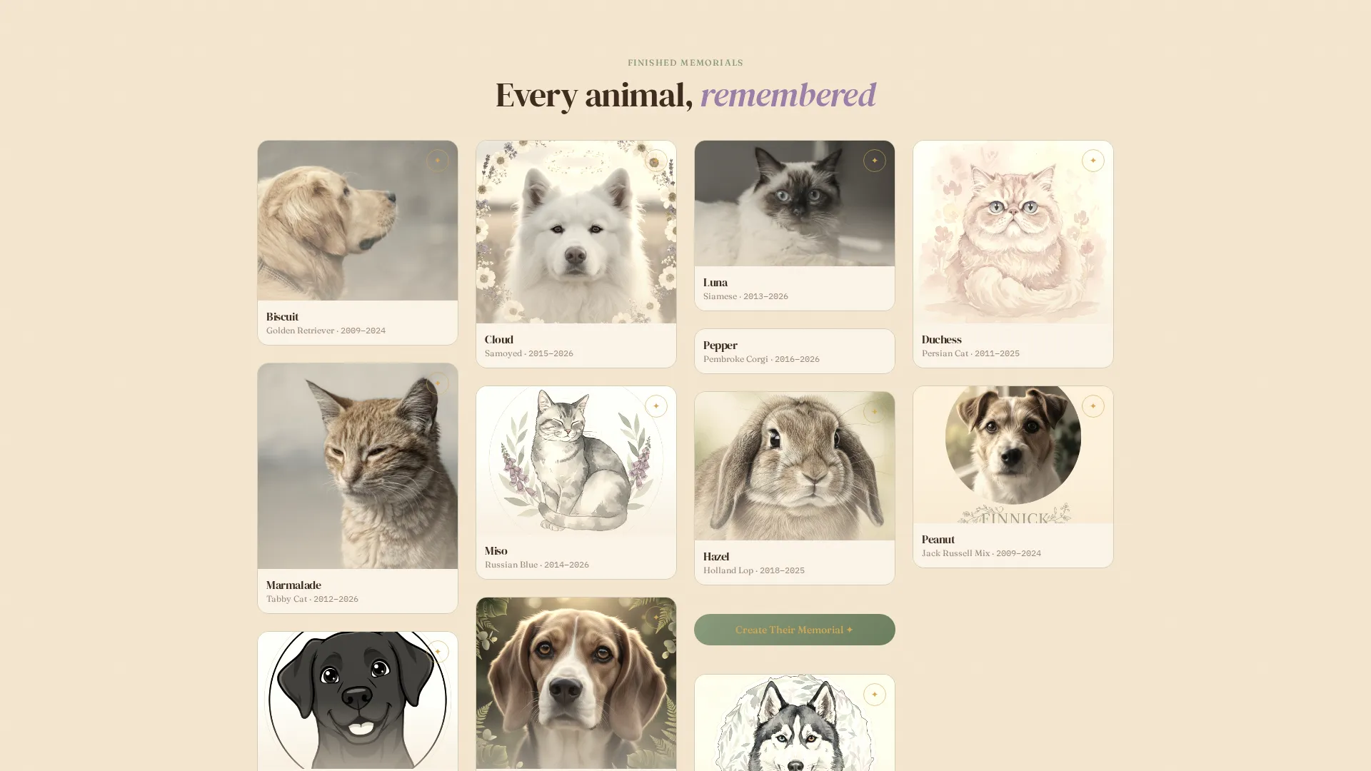 Heartfelt Rainbow Bridge Pet Memorial Landing Page