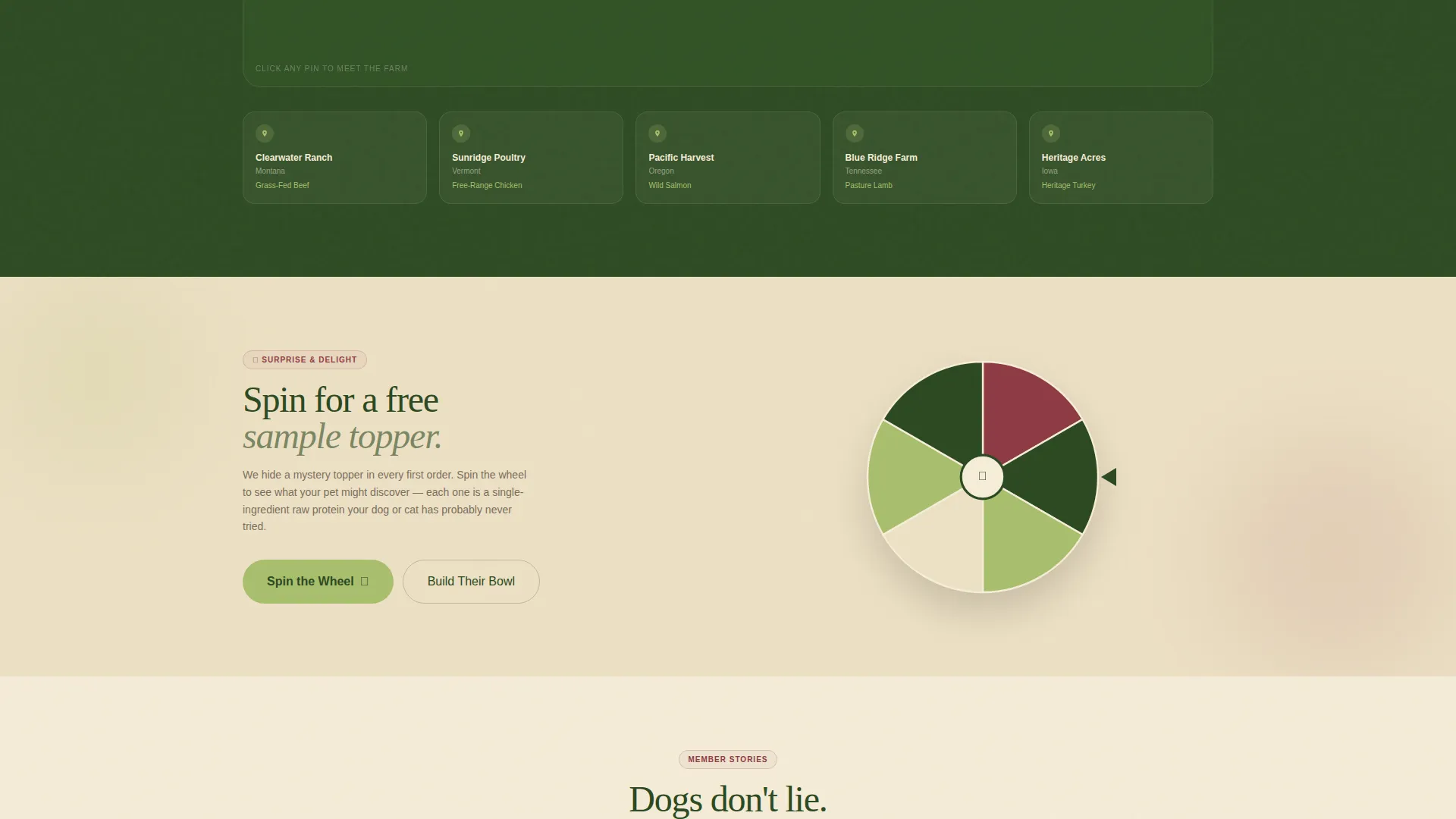 Raw Pet Food Landing Page Template | Gallery + Detail