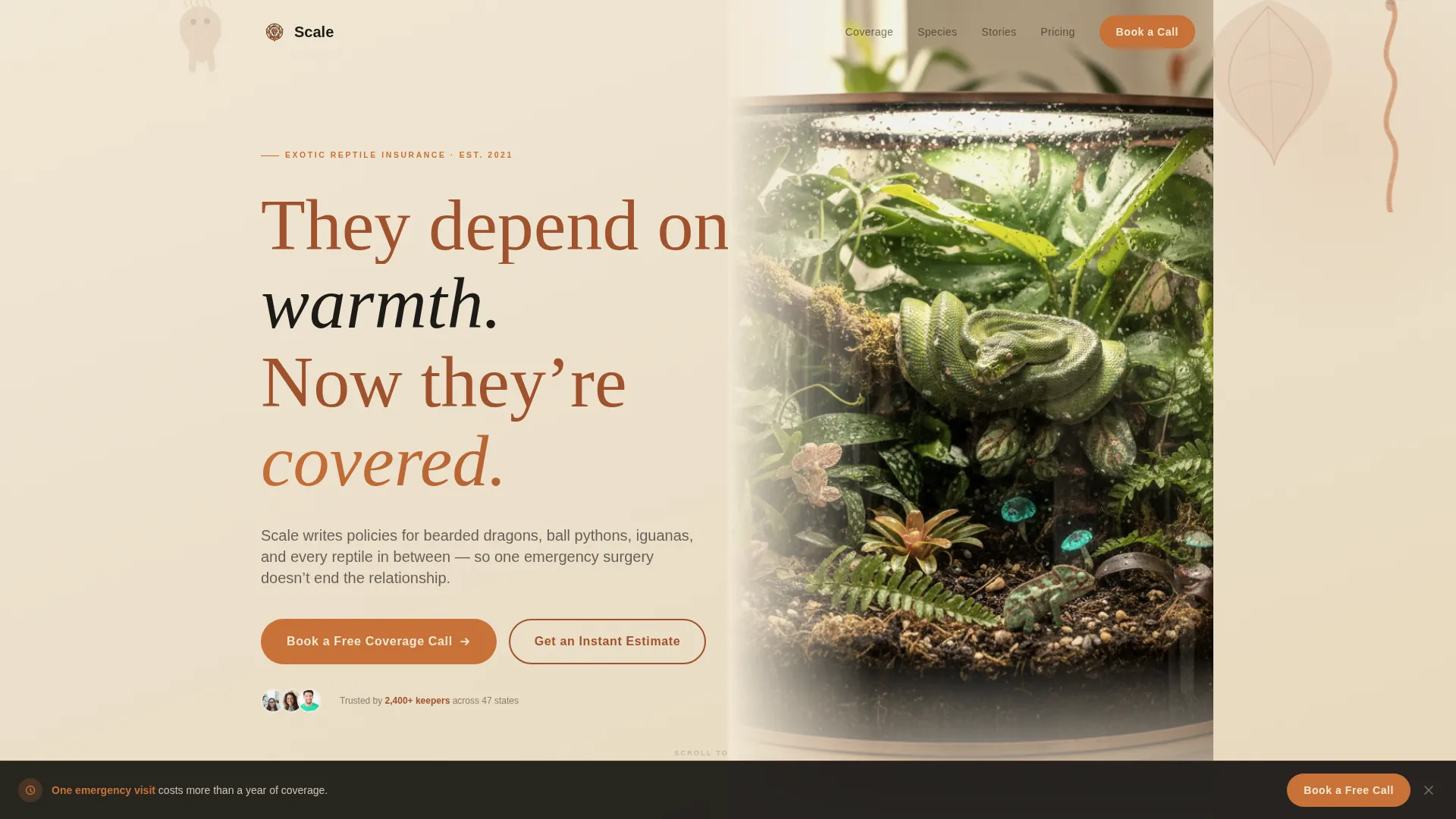 Reptile Insurance Landing Page Template