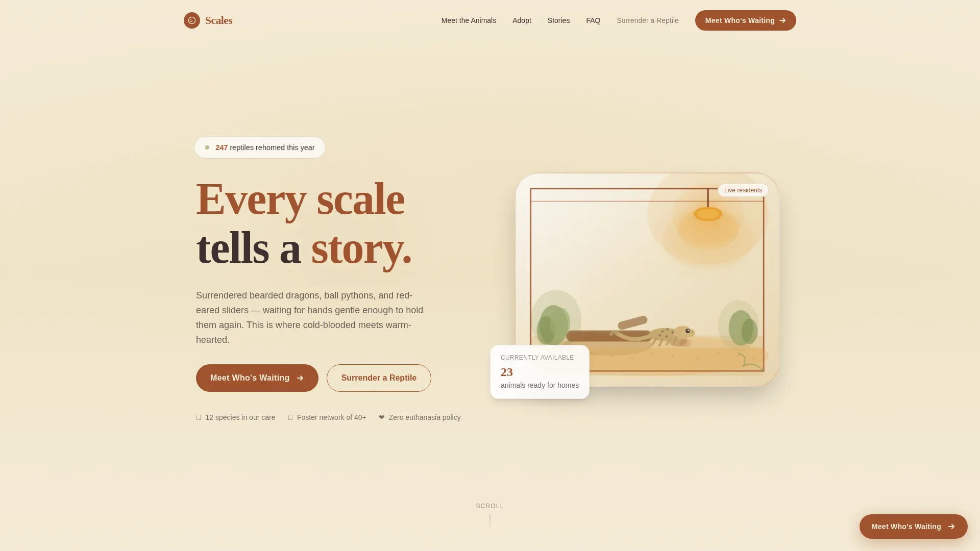 Reptile Rescue & Adoption Landing Page Template
