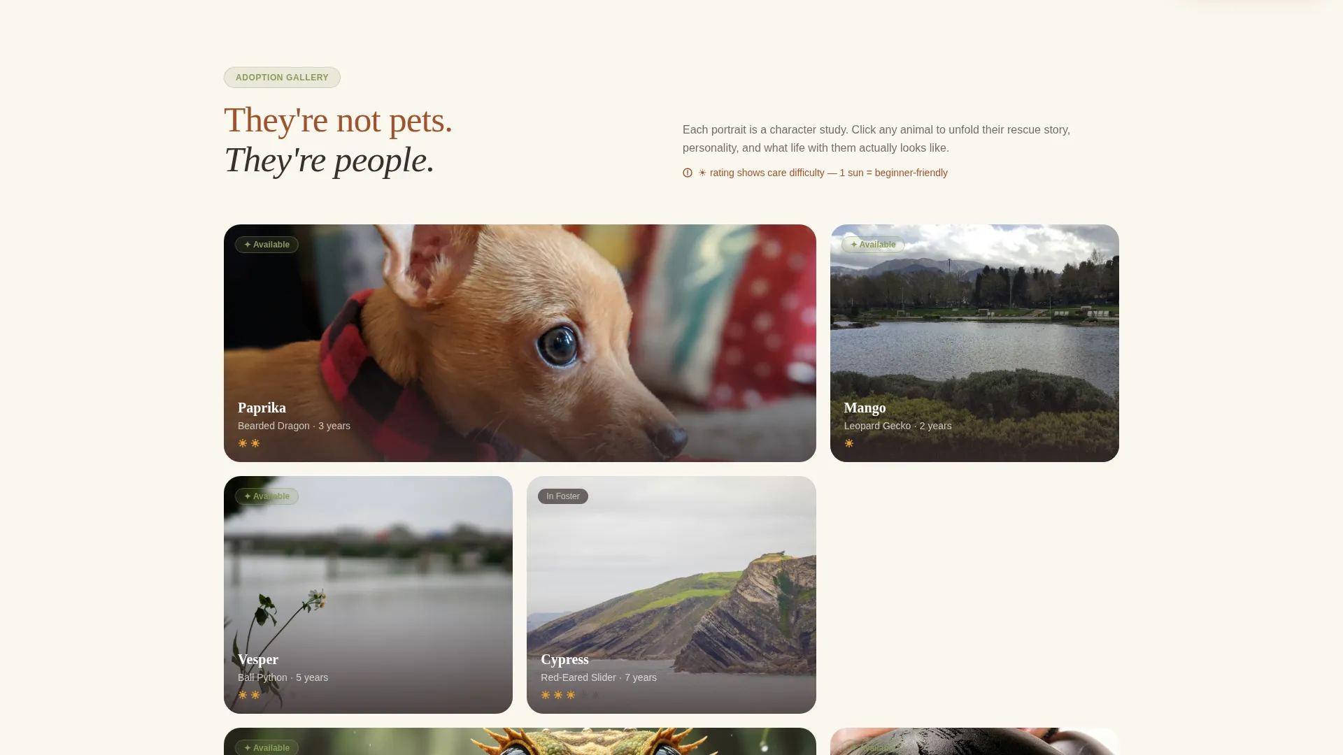 Reptile Rescue & Adoption Landing Page Template