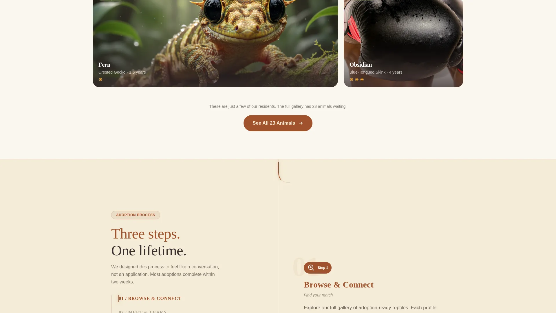 Reptile Rescue & Adoption Landing Page Template
