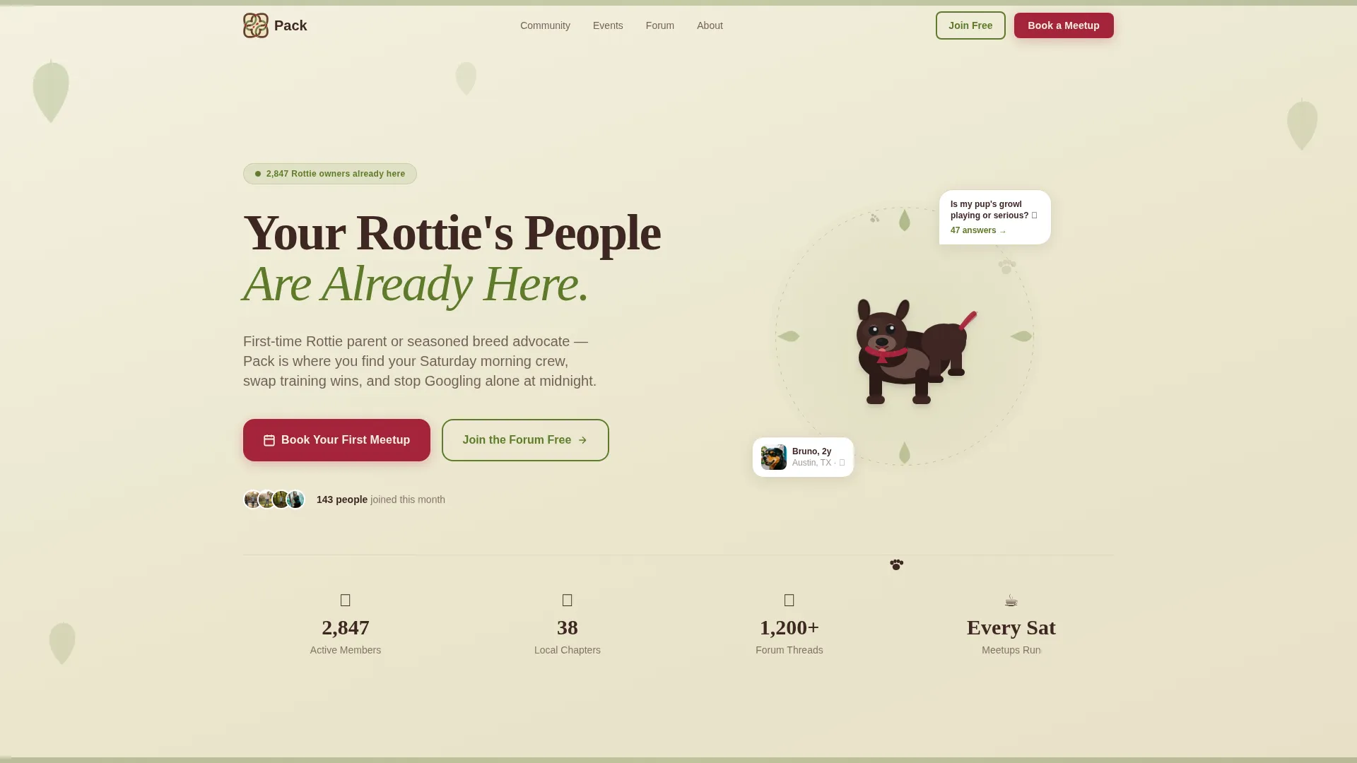 Rottweiler Community Landing Page Template