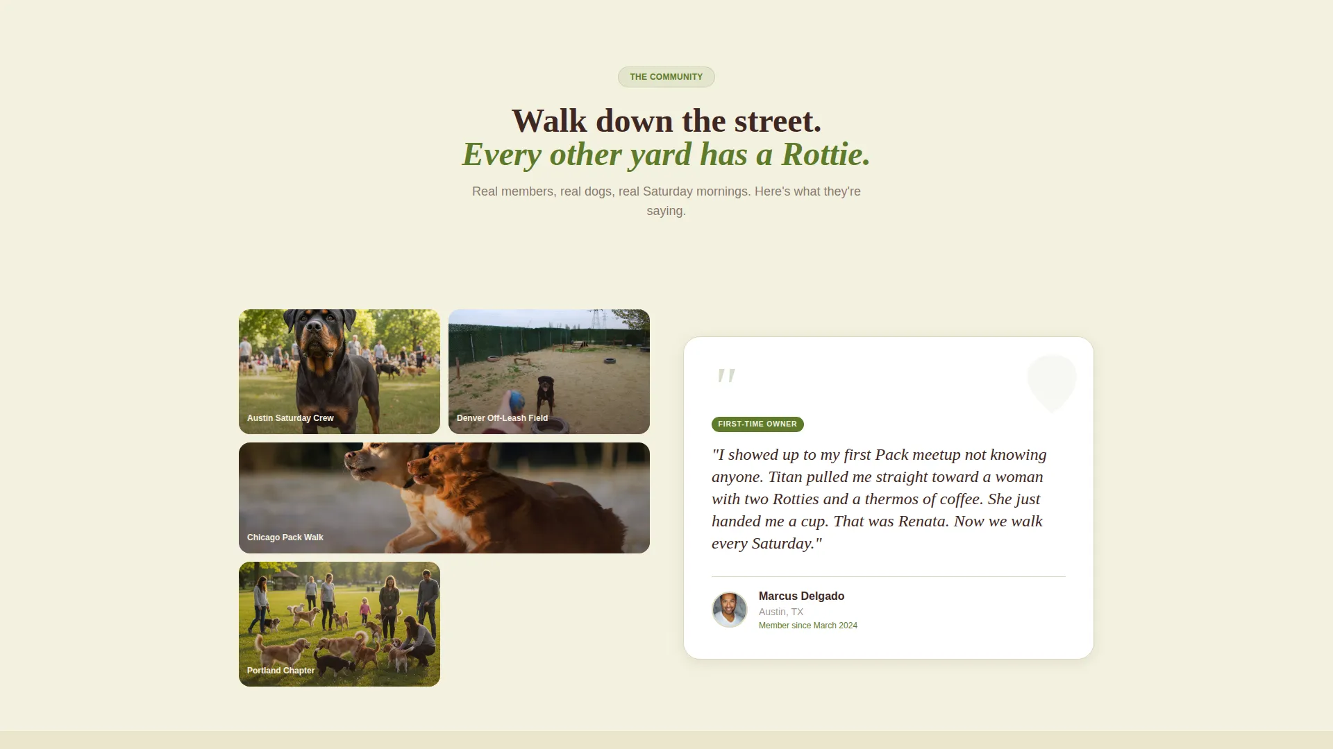 Rottweiler Community Landing Page Template