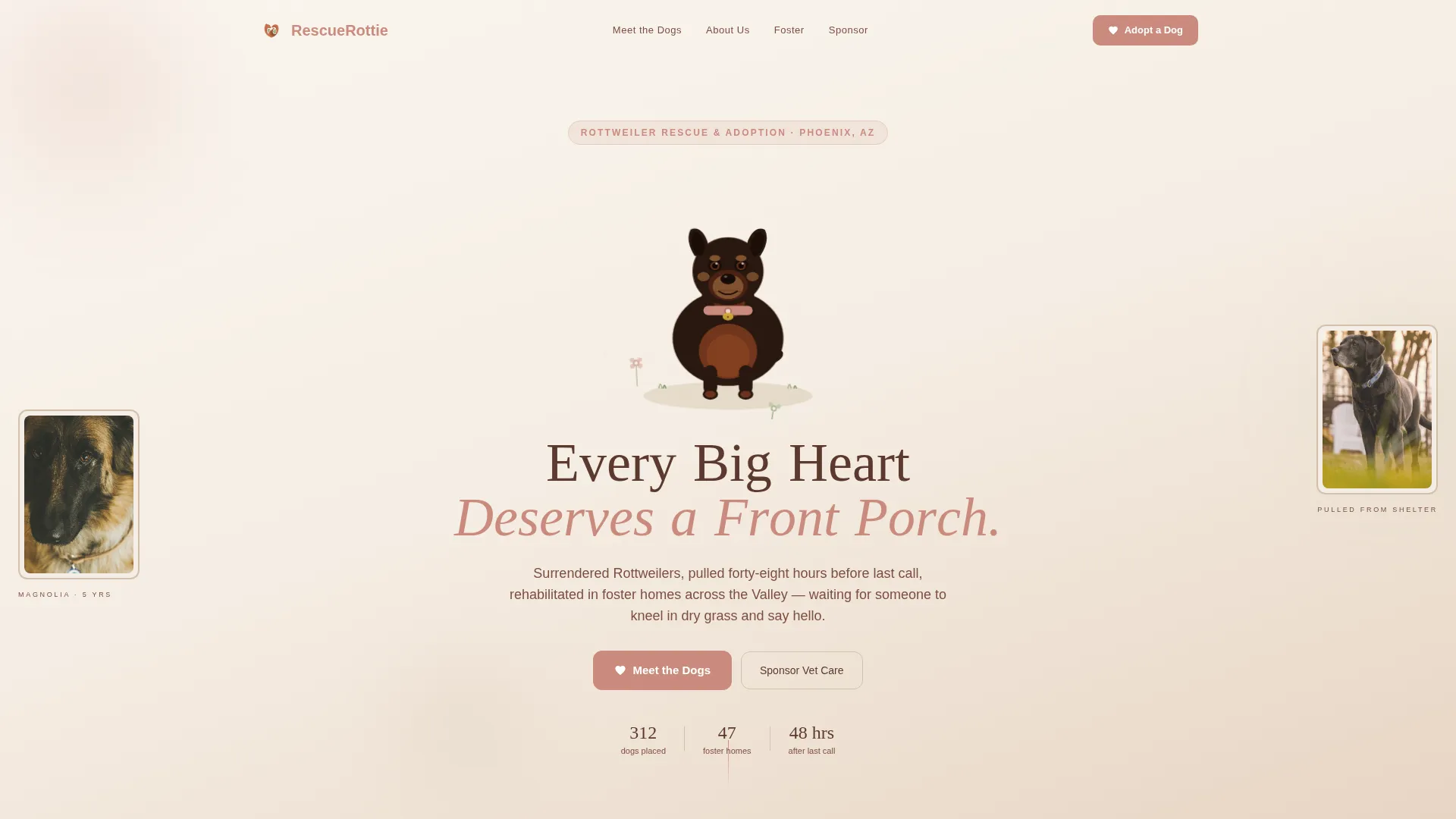Rottweiler Rescue Adoption Landing Page Template