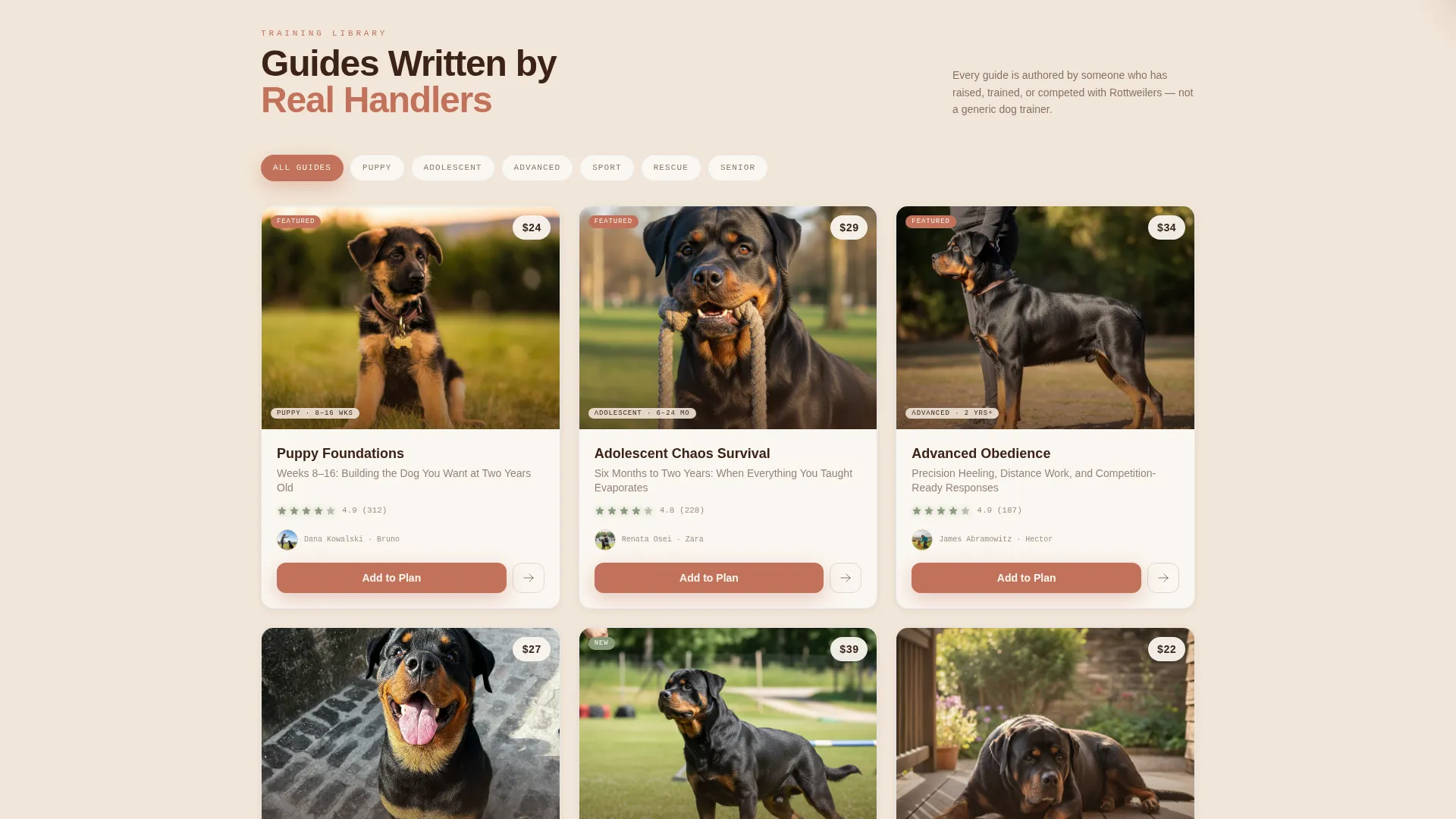 Rottweiler Training Guide Marketplace Landing Page