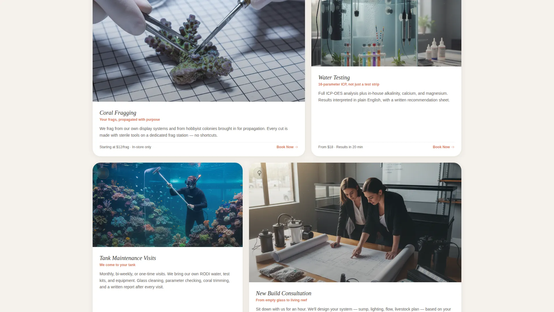 Artisan Saltwater Aquarium Shop Landing Page Template