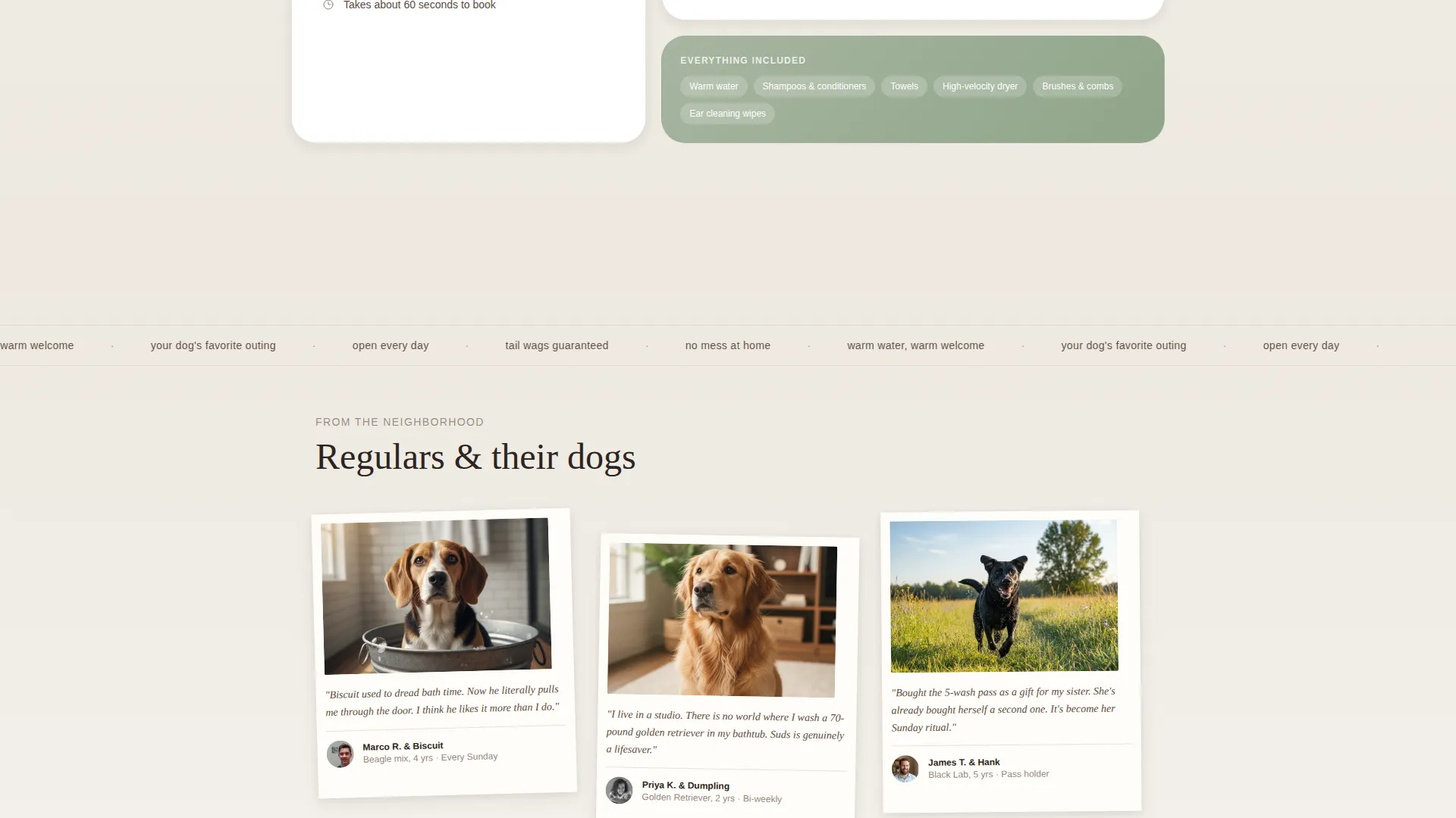 Self-Service Dog Wash Booking Landing Page Template
