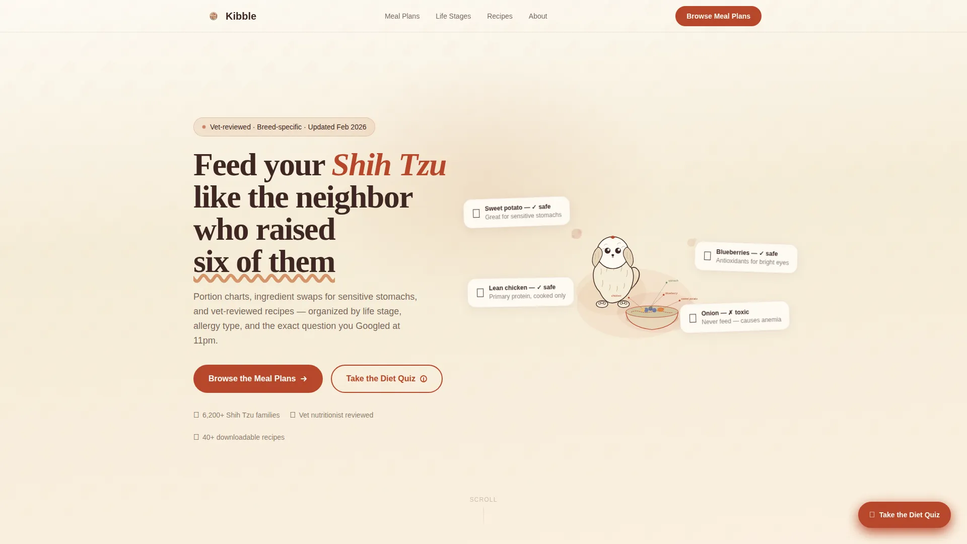 Shih Tzu Diet & Nutrition Landing Page Template