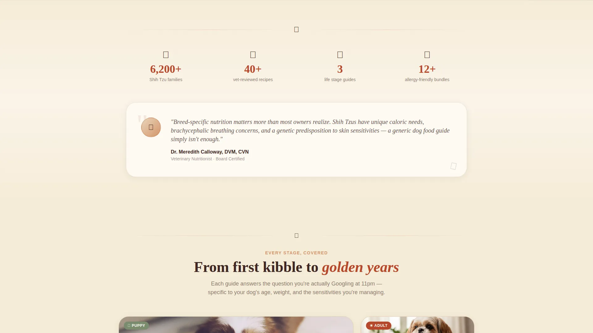 Shih Tzu Diet & Nutrition Landing Page Template