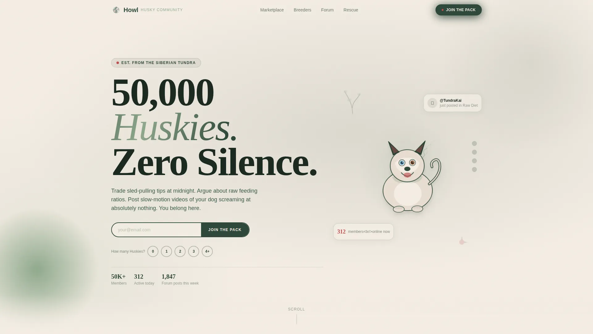 Siberian Husky Community Landing Page Template