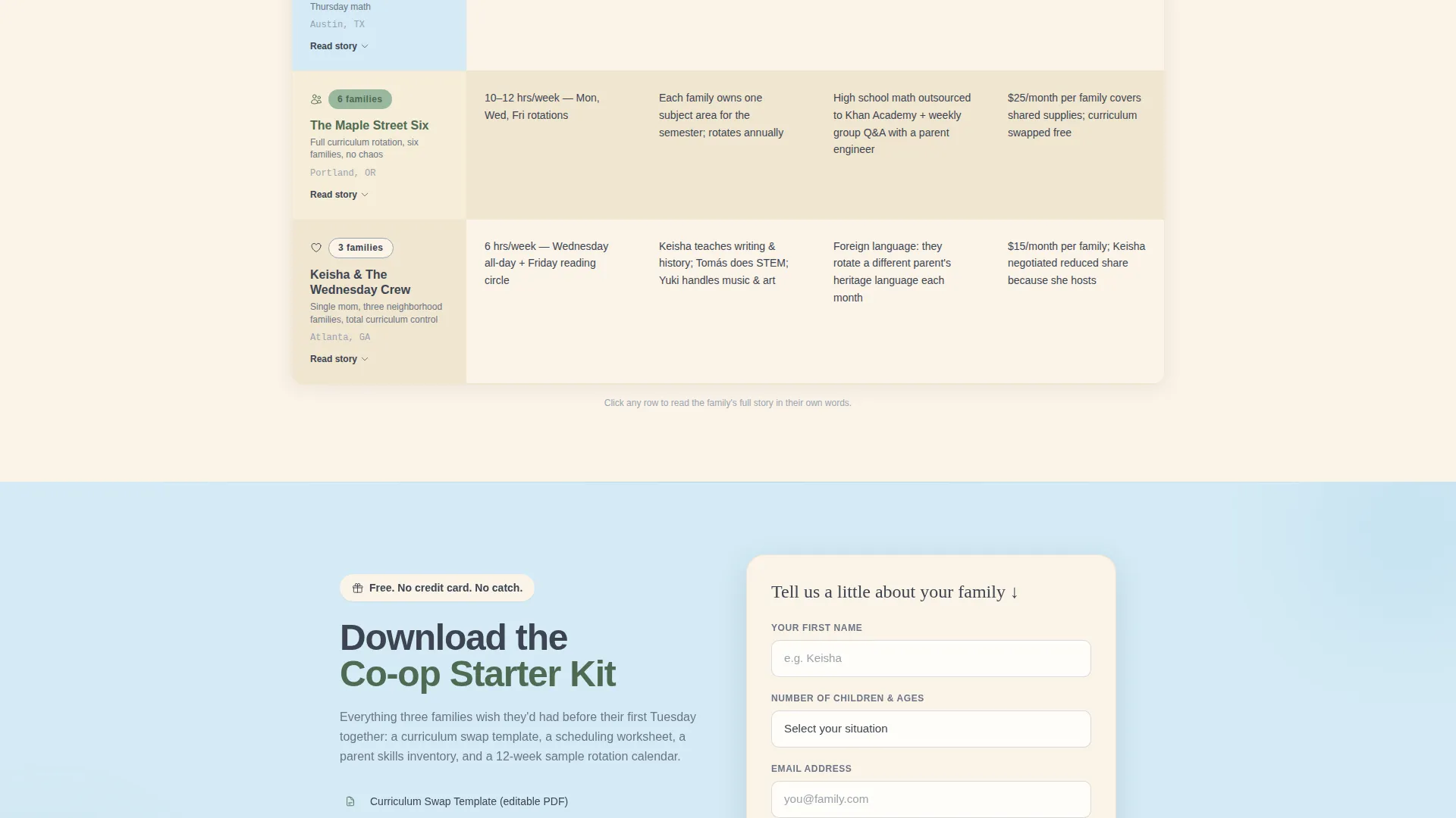 Co-op Landing Page Template for Homeschool Families