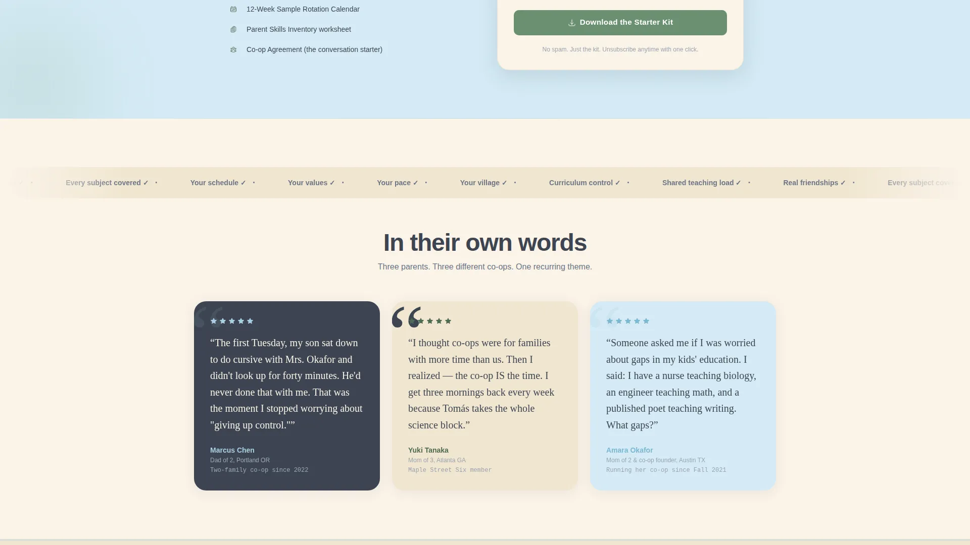 Co-op Landing Page Template for Homeschool Families