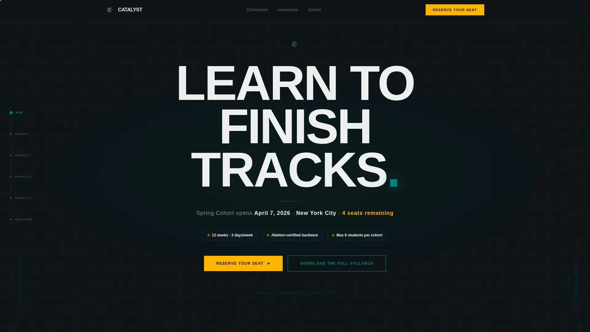 Electronic Music Production School Landing Page