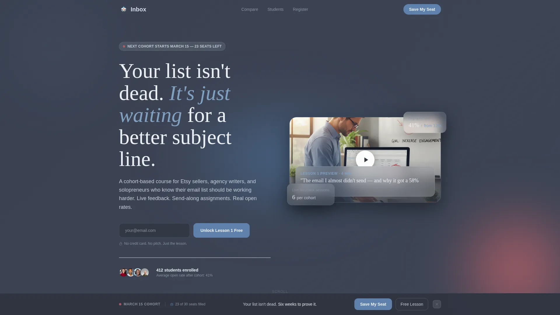 Email Marketing Course Landing Page Template
