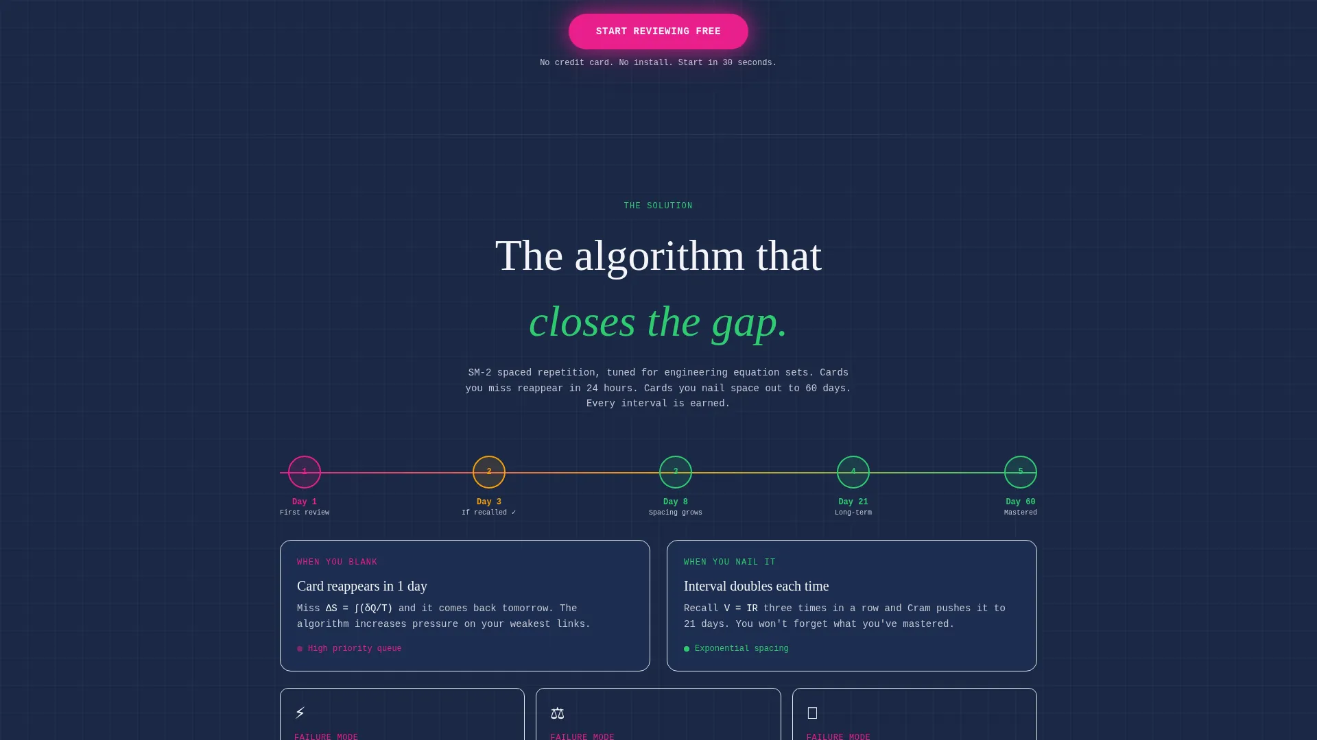 Engineering Flashcard & Spaced-Repetition Landing Page