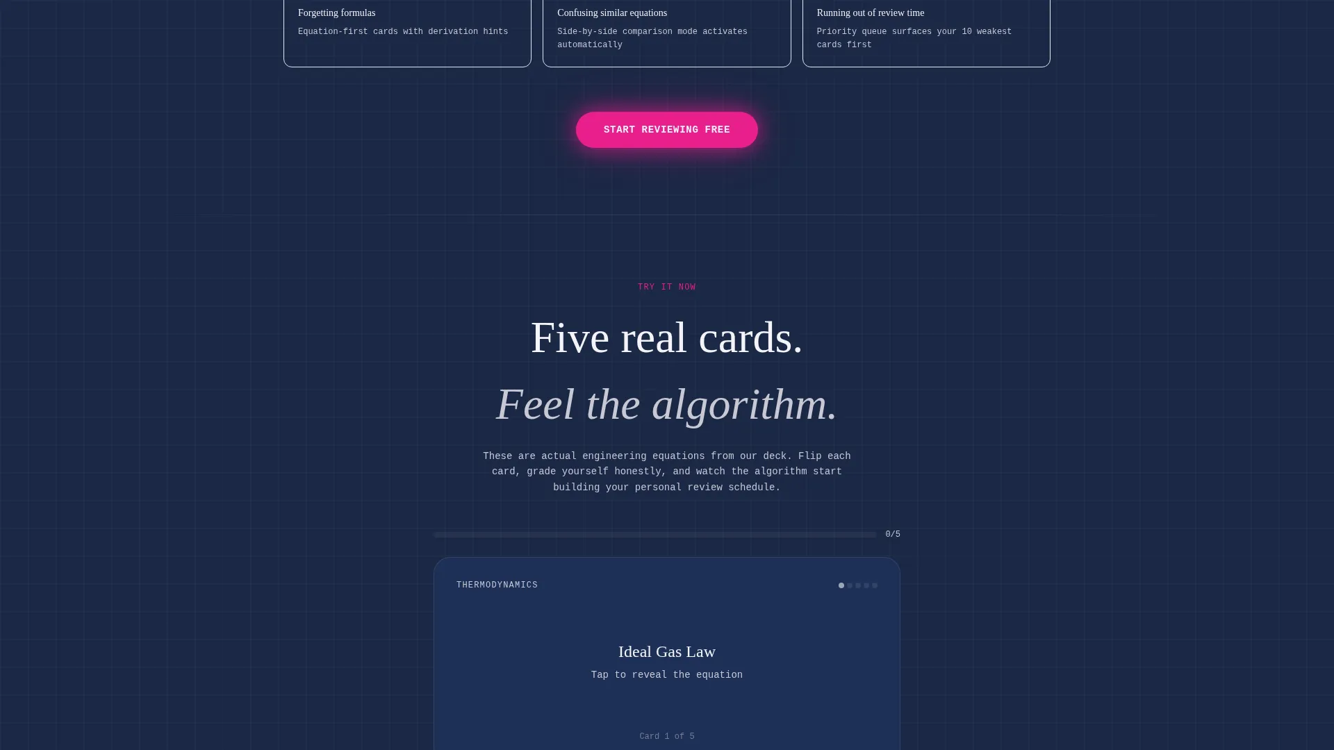 Engineering Flashcard & Spaced-Repetition Landing Page