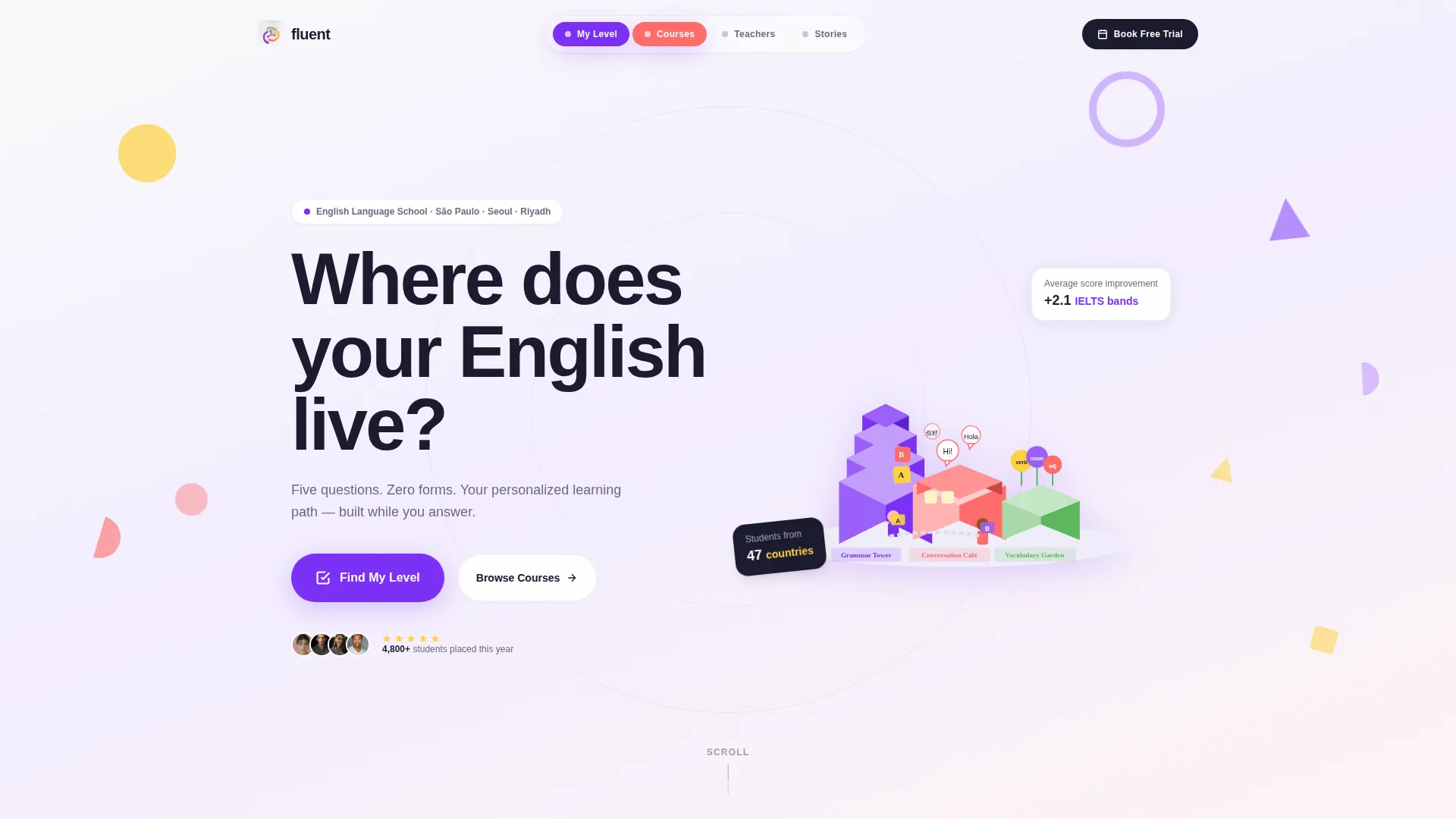 Playful ESL Landing Page Template for English Schools