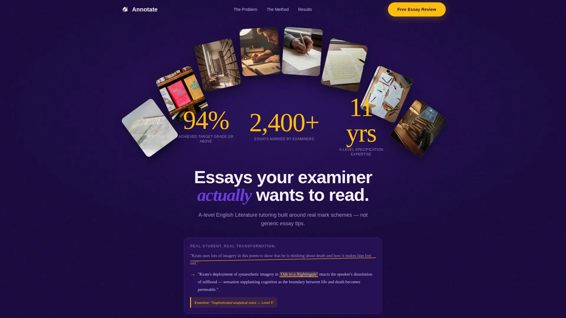 English Literature Exam Prep Landing Page