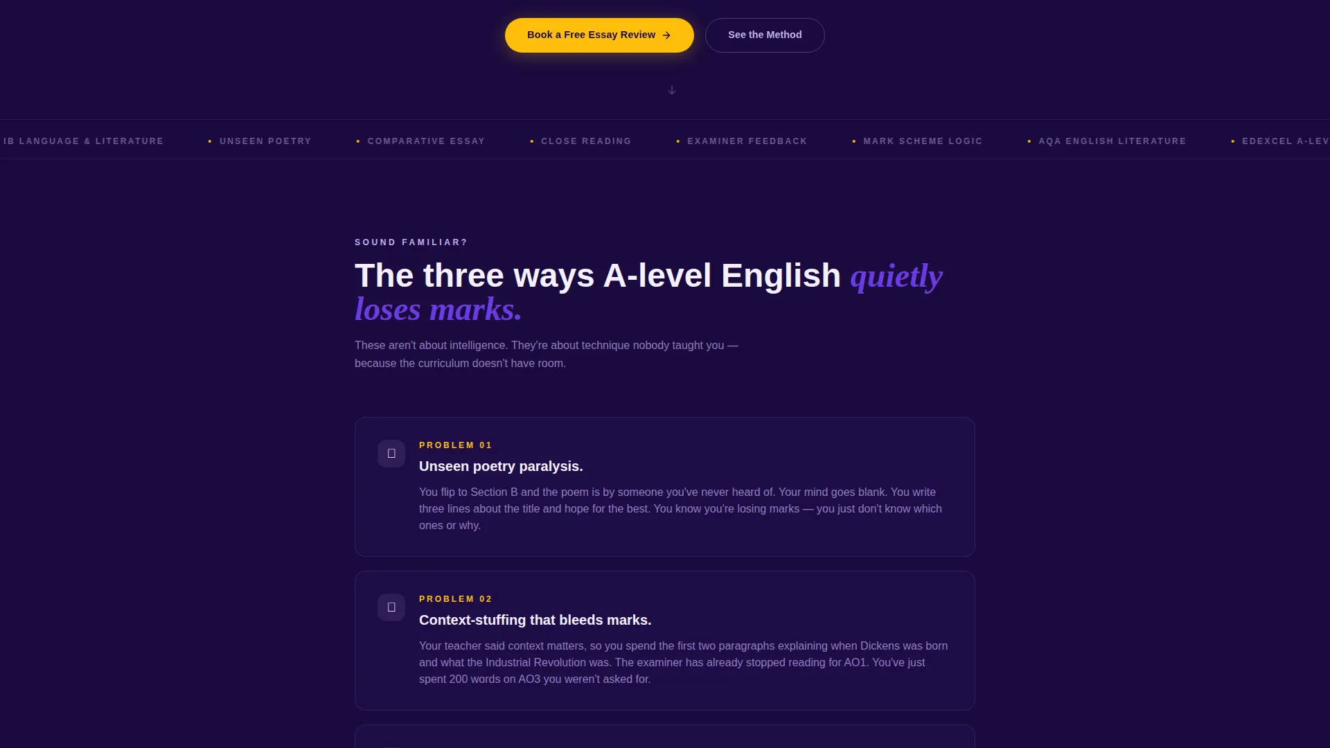 English Literature Exam Prep Landing Page
