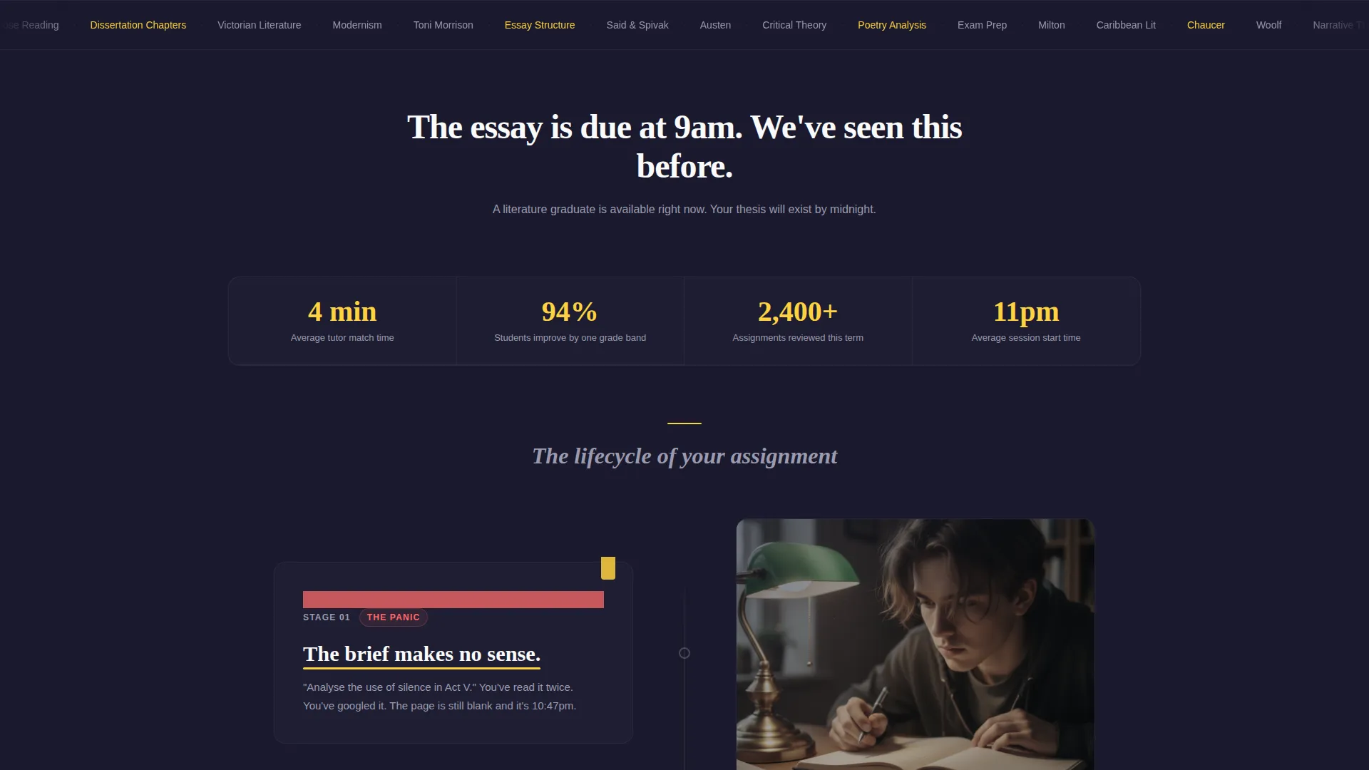 English Literature Homework Help Landing Page