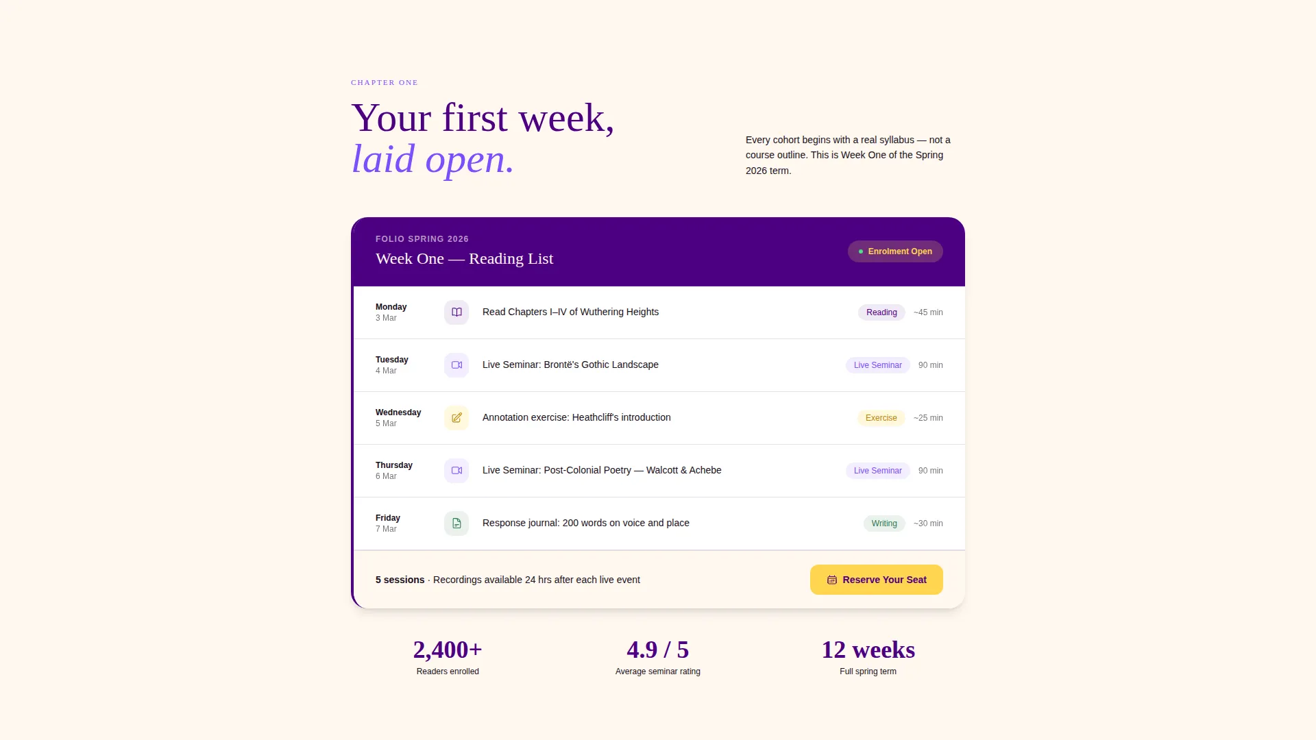 English Literature Online Course Landing Page