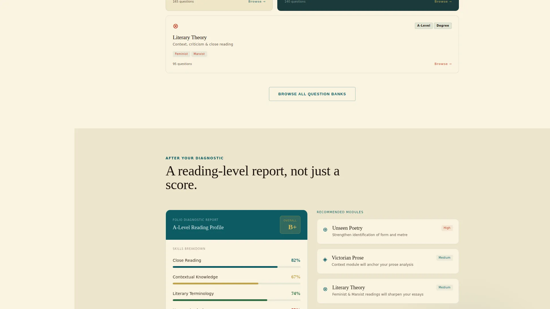 English Literature Quiz App Landing Page Template