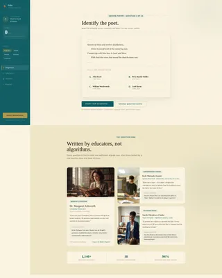 English Literature Quiz App Landing Page Template