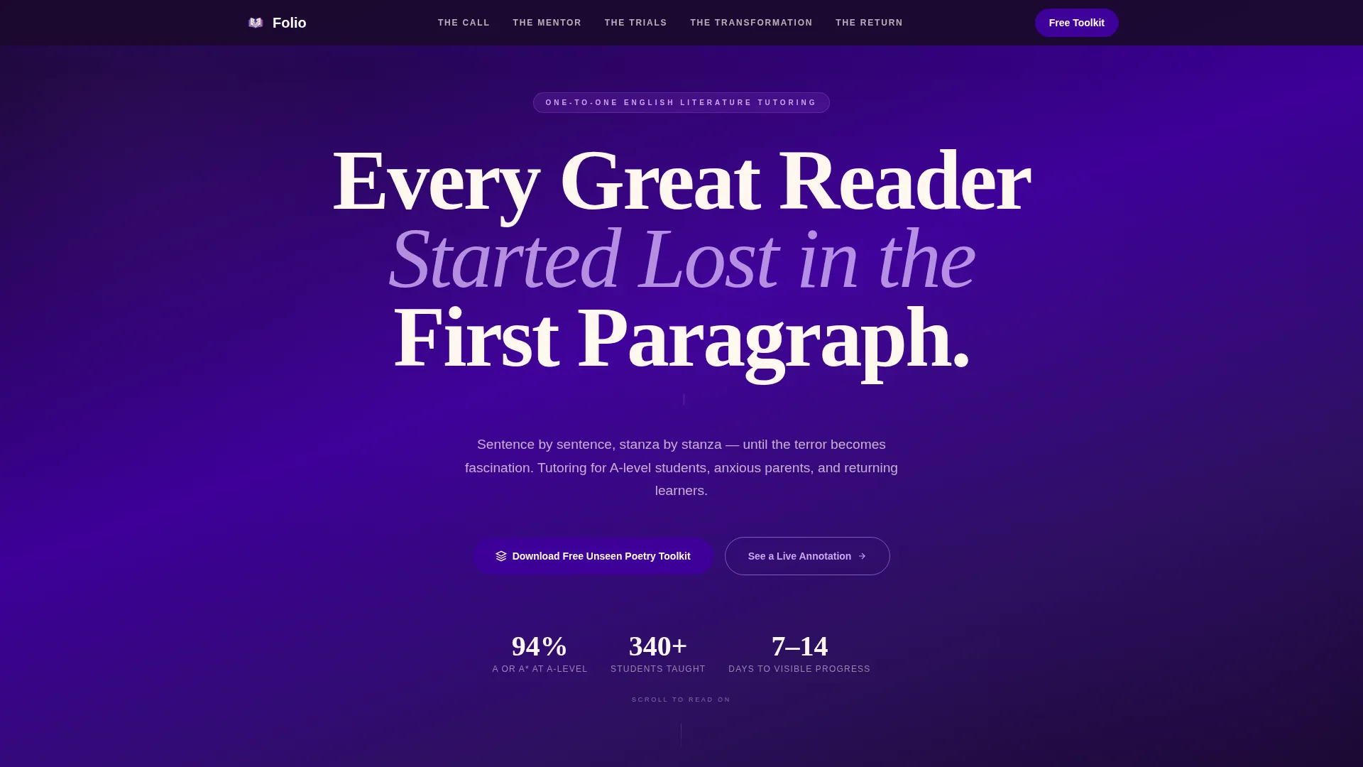 English Literature Tutoring Landing Page Template