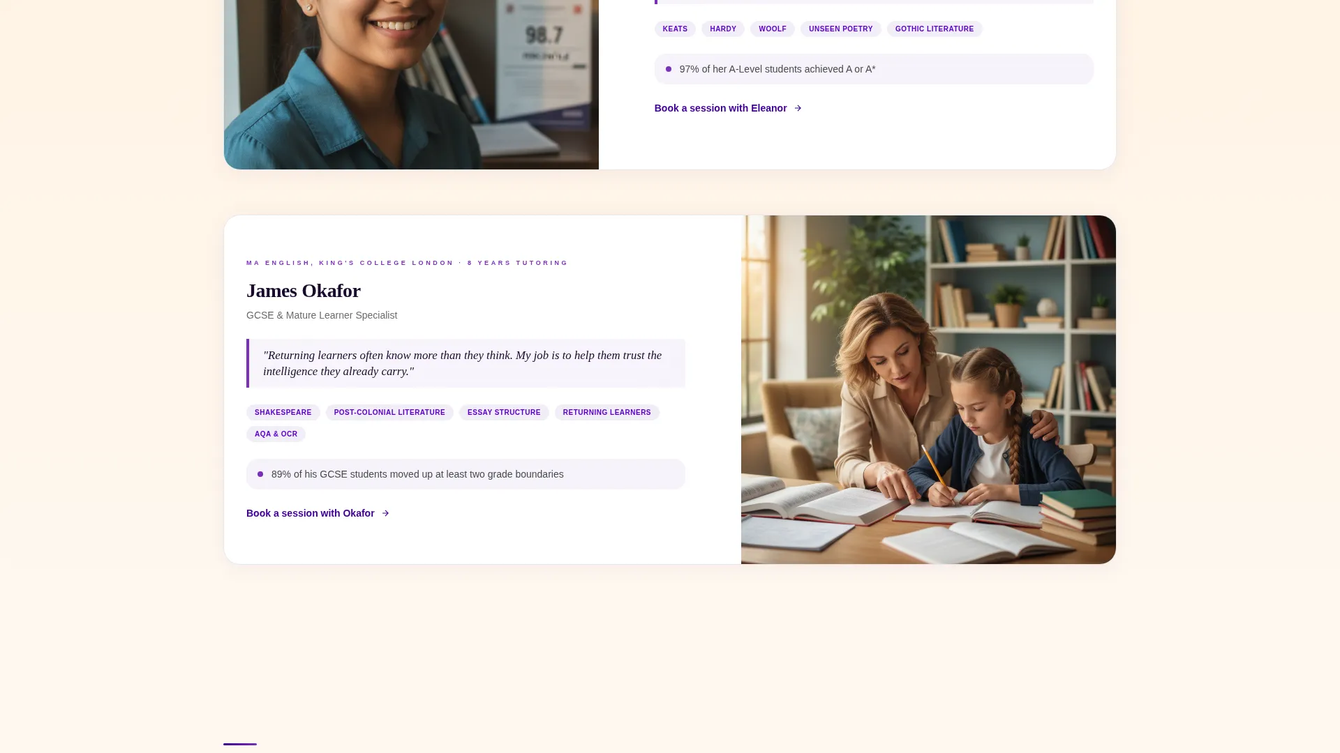 English Literature Tutoring Landing Page Template