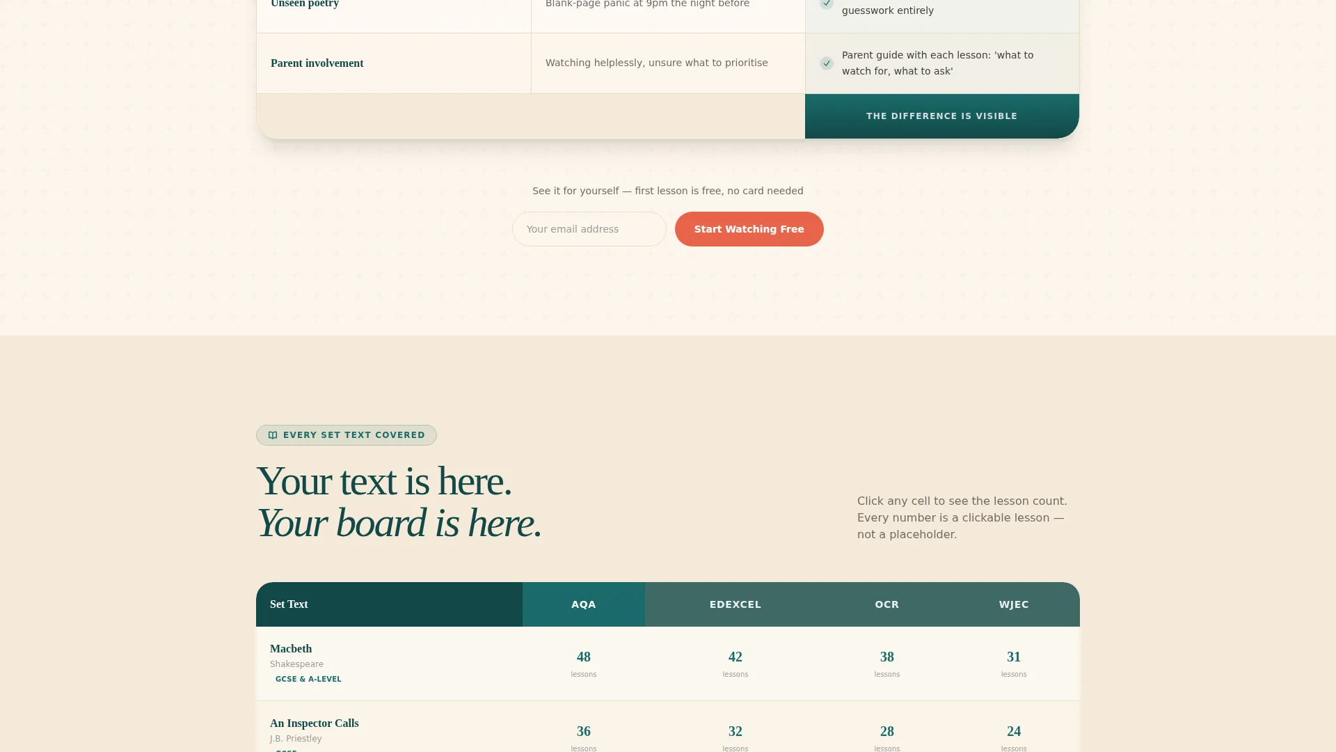 English Literature Video Lesson Landing Page Template