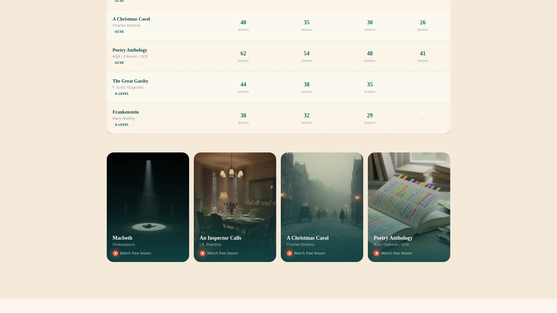 English Literature Video Lesson Landing Page Template