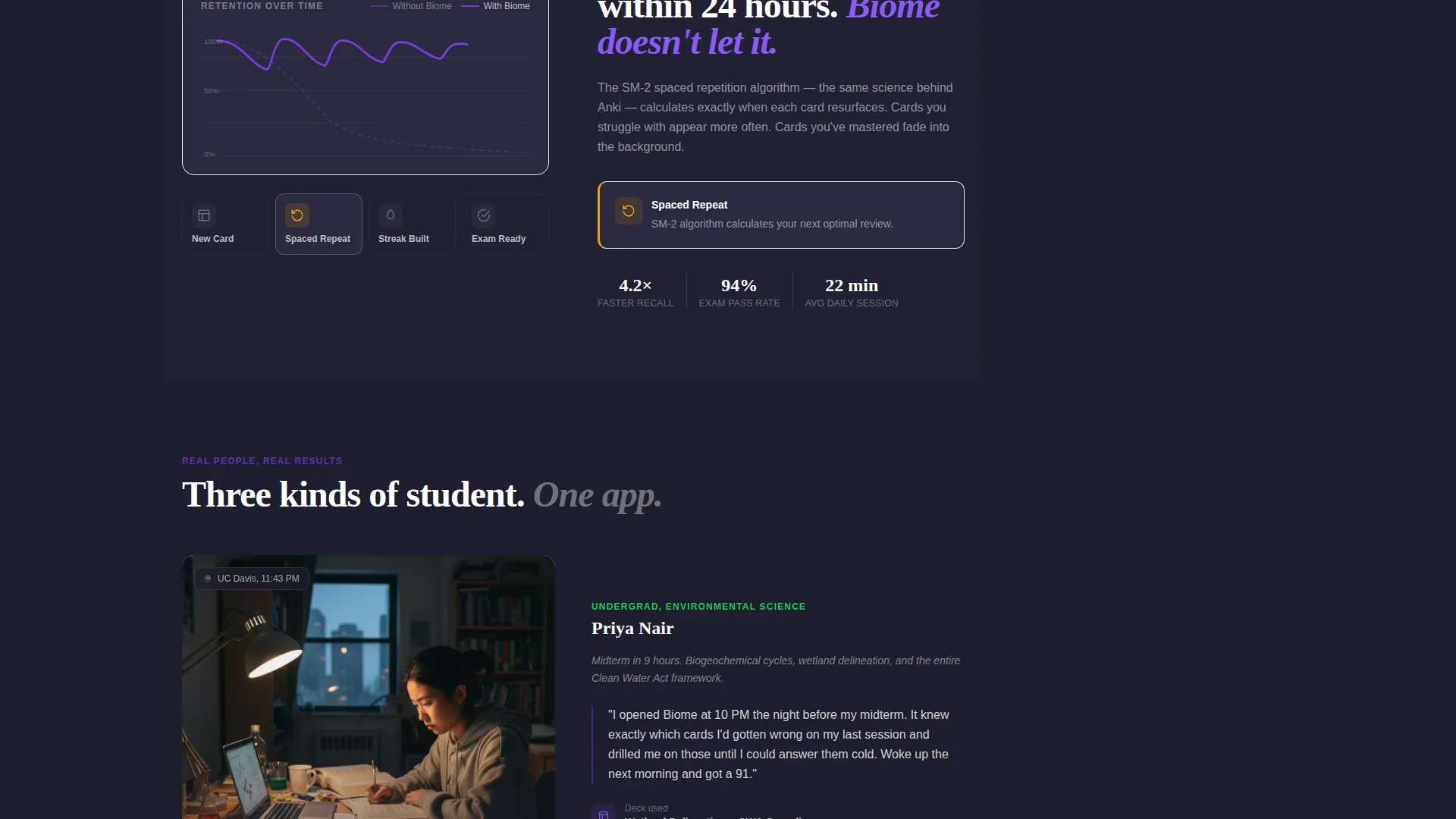 Environmental Science Flashcard App Landing Page