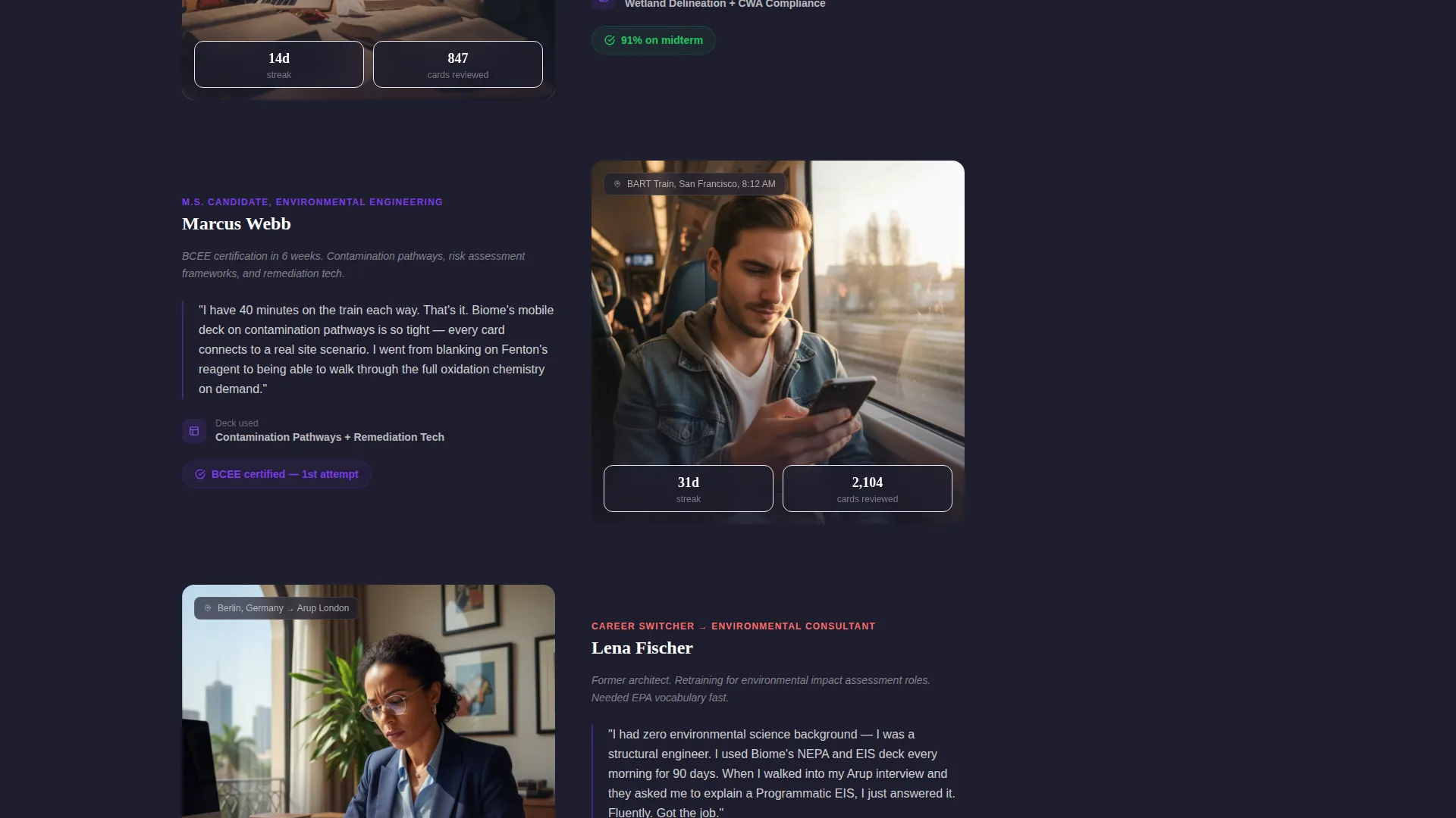 Environmental Science Flashcard App Landing Page